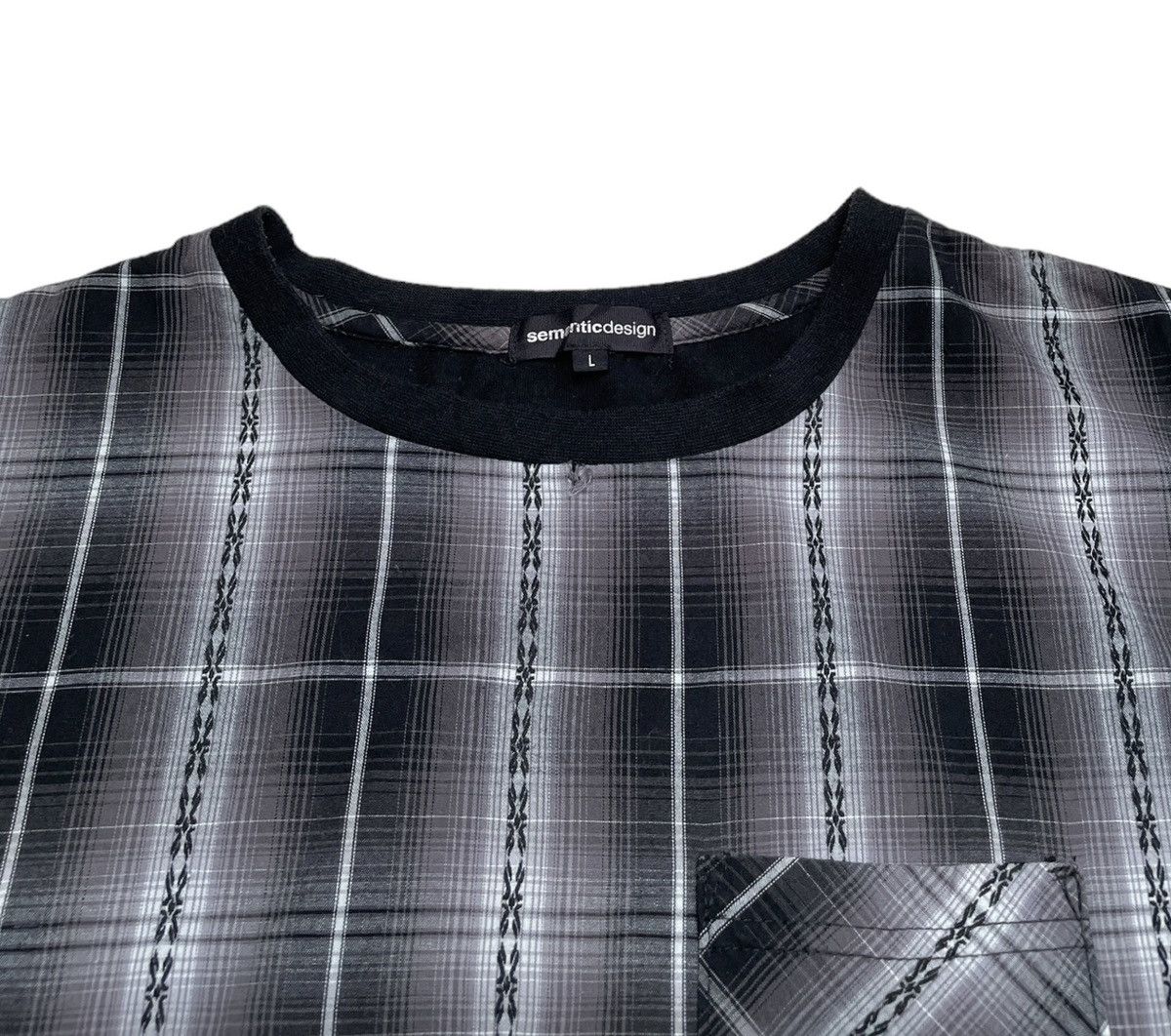 Japanese Brand × semanticdesign Rare Vintage Semantic Design Checkered Pocket T-shirt 2000s Size US L / EU 52-54 / 3 - 3 Thumbnail