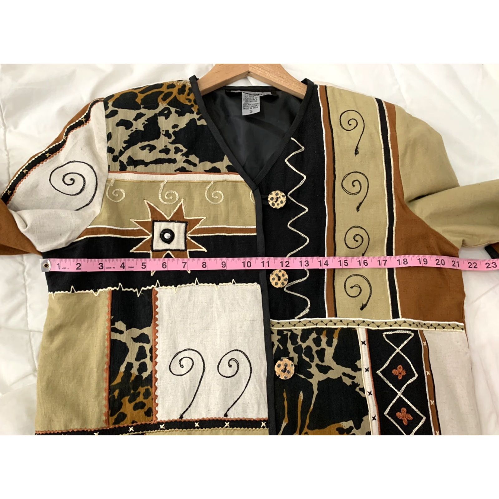 Vintage INDIGO MOON Jacket Geometric Embroidered Brown Tan Size S Womens Size S / US 4 / IT 40 - 5 Thumbnail
