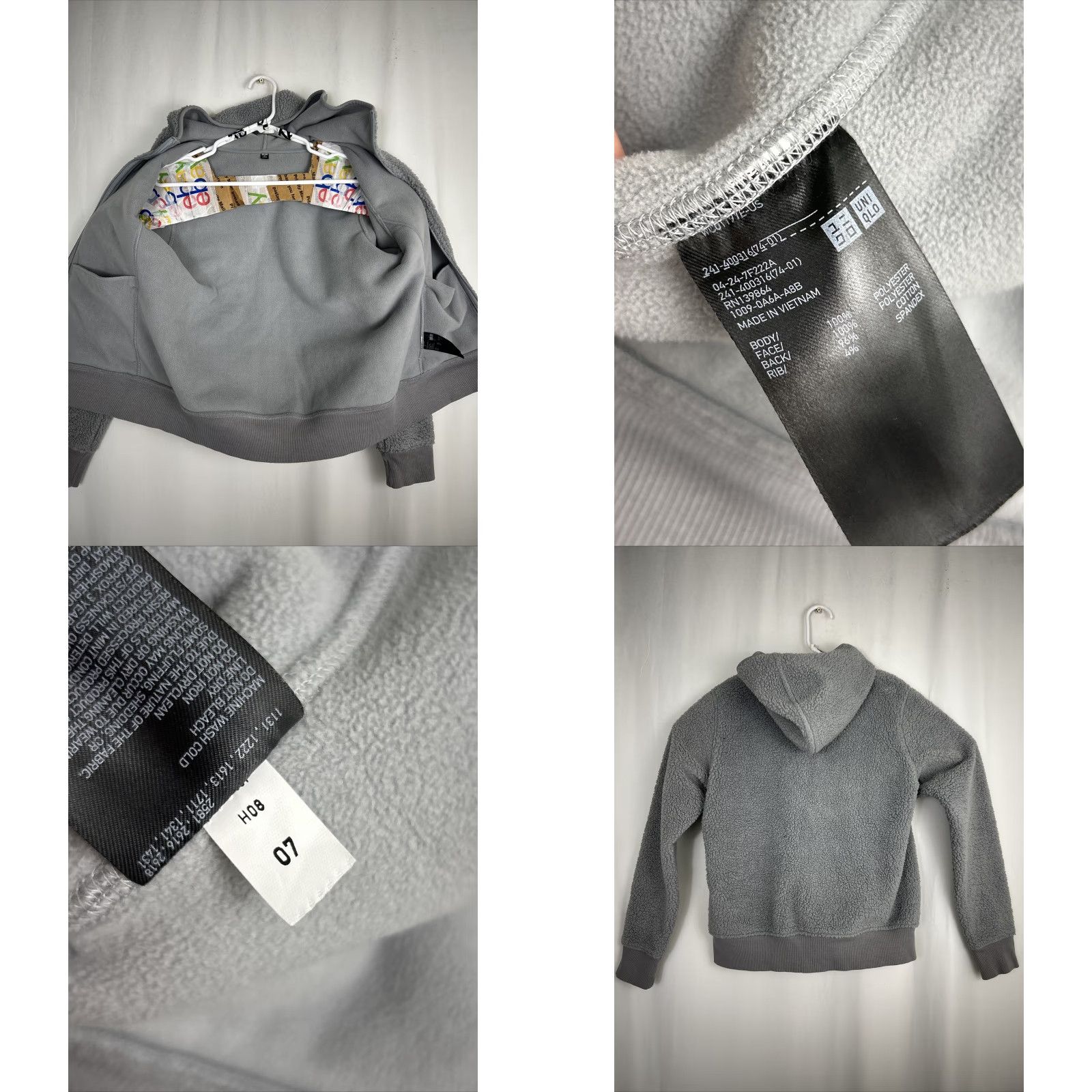 Uniqlo Uniqlo Hoodie Womens M Gray Full Zip Fleece Polyester Streetwear Activewear Club 90s Womens Size M / US 6-8 / IT 42-44 - 8 Thumbnail