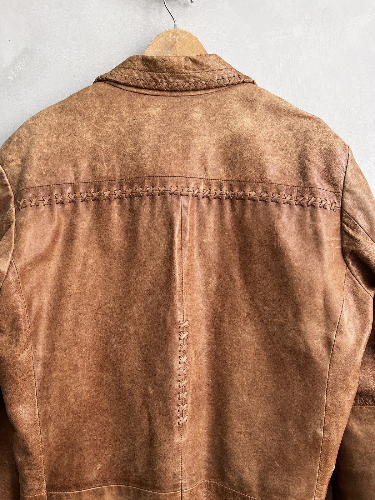 14th Addiction STITCHING AVANT GARDE DISTRESSED LEATHER BLAZER JACKET Size US M / EU 48-50 / 2 - 17 Thumbnail