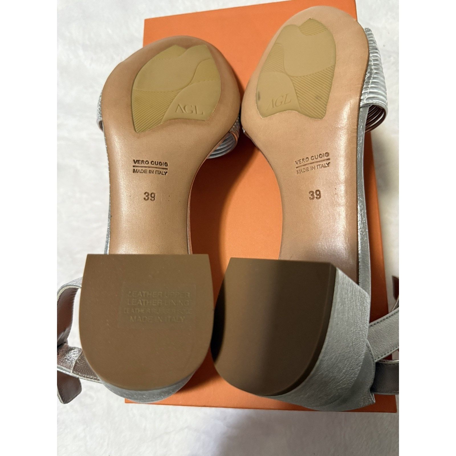 AGL AGL Sandals Shoes Womens Size 8.5 Silver Leather $380 MSRP Size US 8.5 / IT 38.5 - 6 Thumbnail