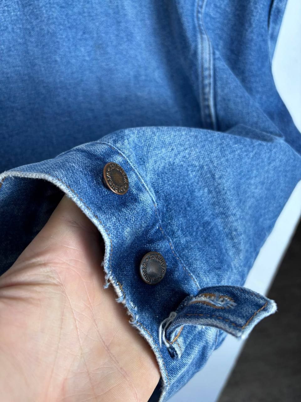 Wrangler 90's WRANGLER USA Wool Lined Distressed Denim Jacket Vintage Size US L / EU 52-54 / 3 - 10 Thumbnail