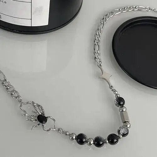 Jewelry Titanium Steel Spider Crystal Beads Necklace for Men Women Size ONE SIZE - 3 Thumbnail