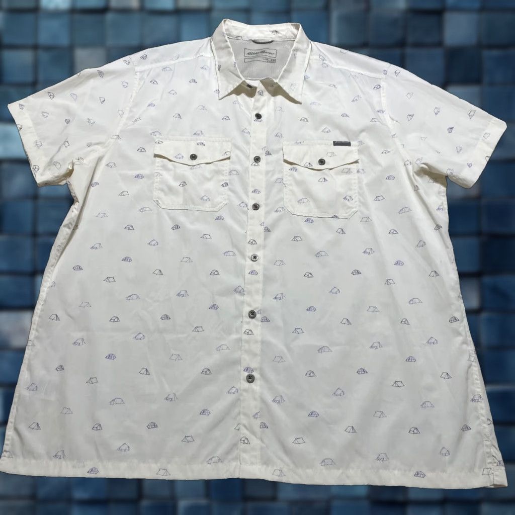 Eddie Bauer Eddie Bauer Mens Shirt 2XL White Graphic Print Button Front Outdoor Slim Vented Casual Short Sleeve Size US XXL / EU 58 / 5 - 1 Thumbnail