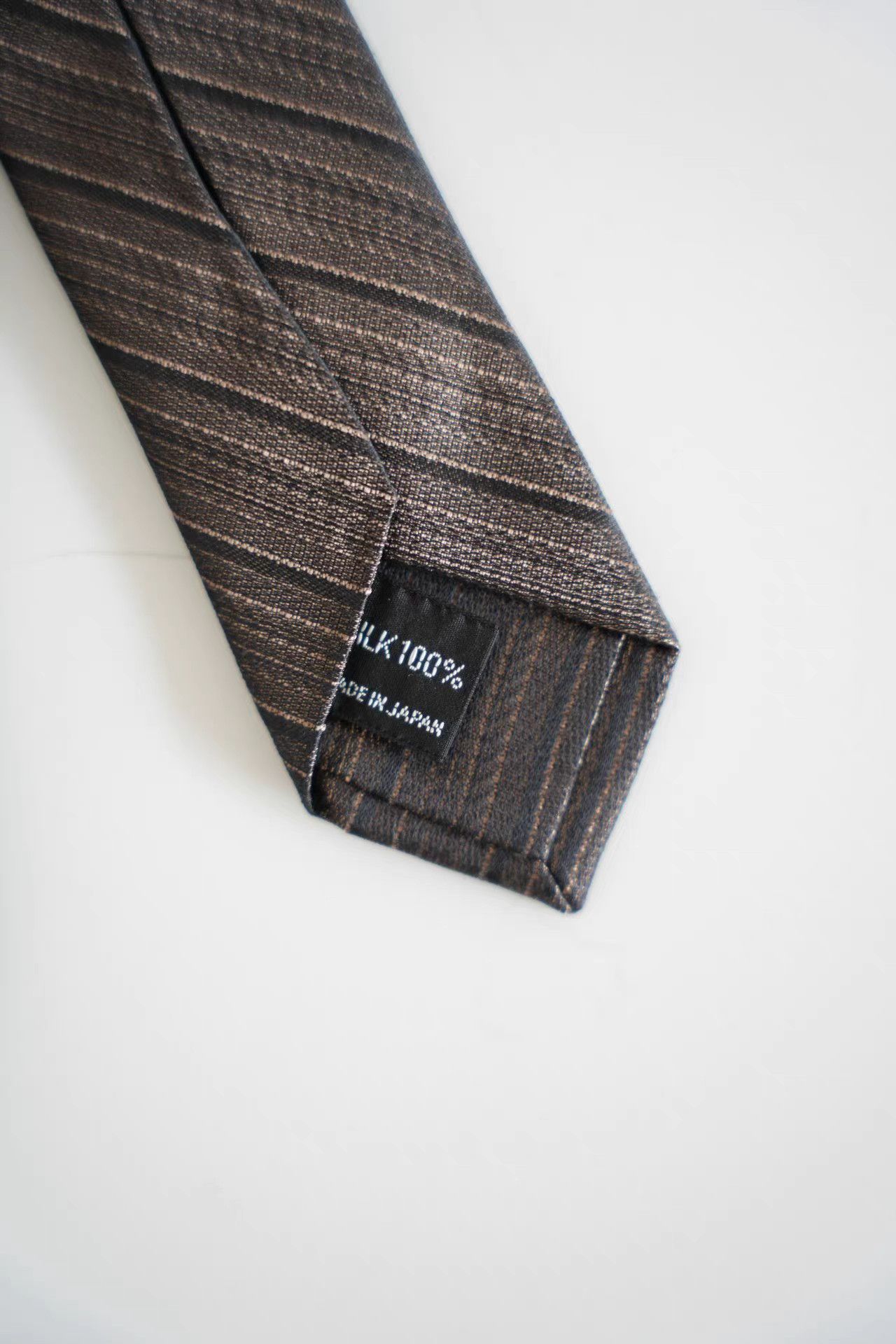 Yohji Yamamoto Yohji Yamamoto Brown & Gray Striped Silk Tie K4 Size ONE SIZE - 3 Thumbnail