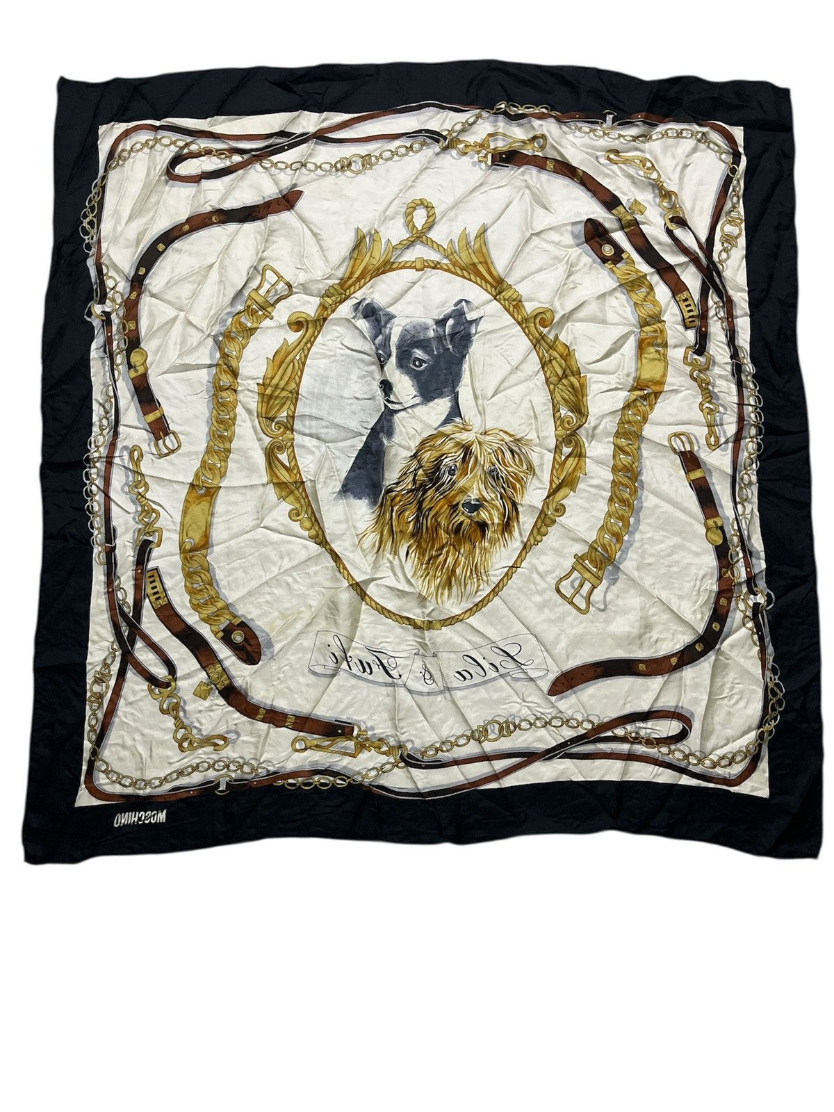 Moschino Moschino silk scarf featuring "Lila & Fufi" dog graphic Size ONE SIZE - 2 Thumbnail