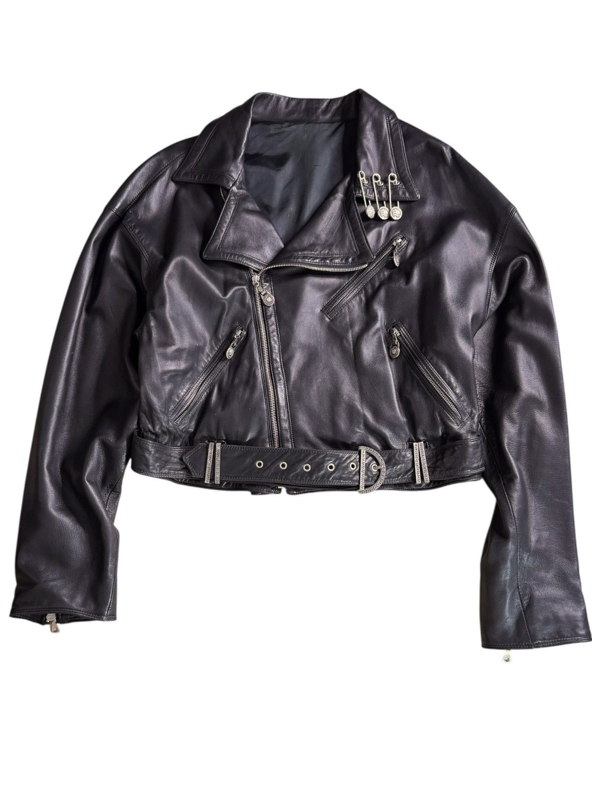 Versace Gianni Versace SS 94 leather Medusa safety pin biker jacket Size M / US 6-8 / IT 42-44 - 3 Thumbnail
