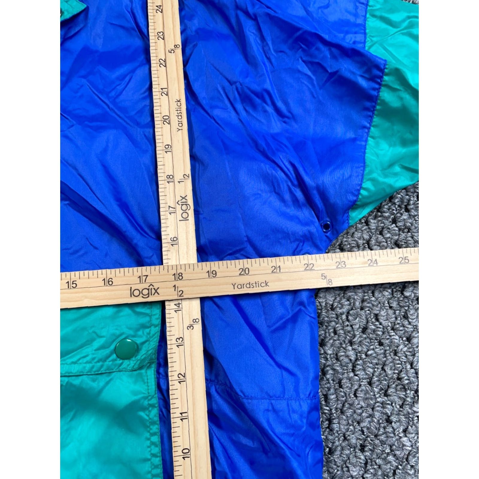 Asics VINTAGE ASICS 90s Windbreaker Jacket Adult Medium Blue Green Geometric Hooded Mens Size US M / EU 48-50 / 2 - 5 Thumbnail
