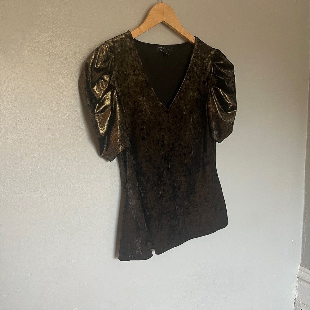 Designer INC International Women's Velvet Top Gold Black Medium Size M / US 6-8 / IT 42-44 - 4 Thumbnail