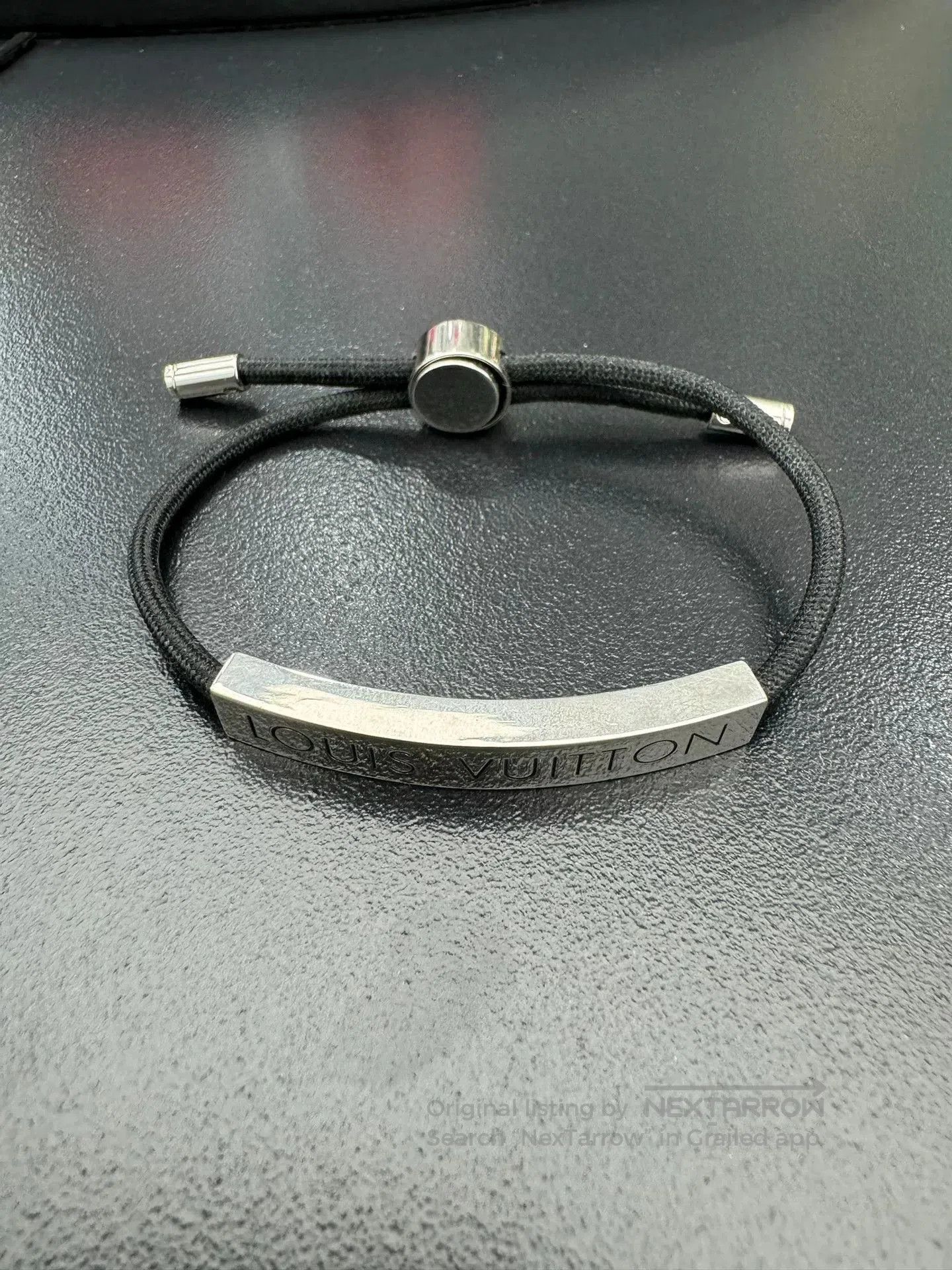 LV Space Black Silver Adjustable Bracelet.