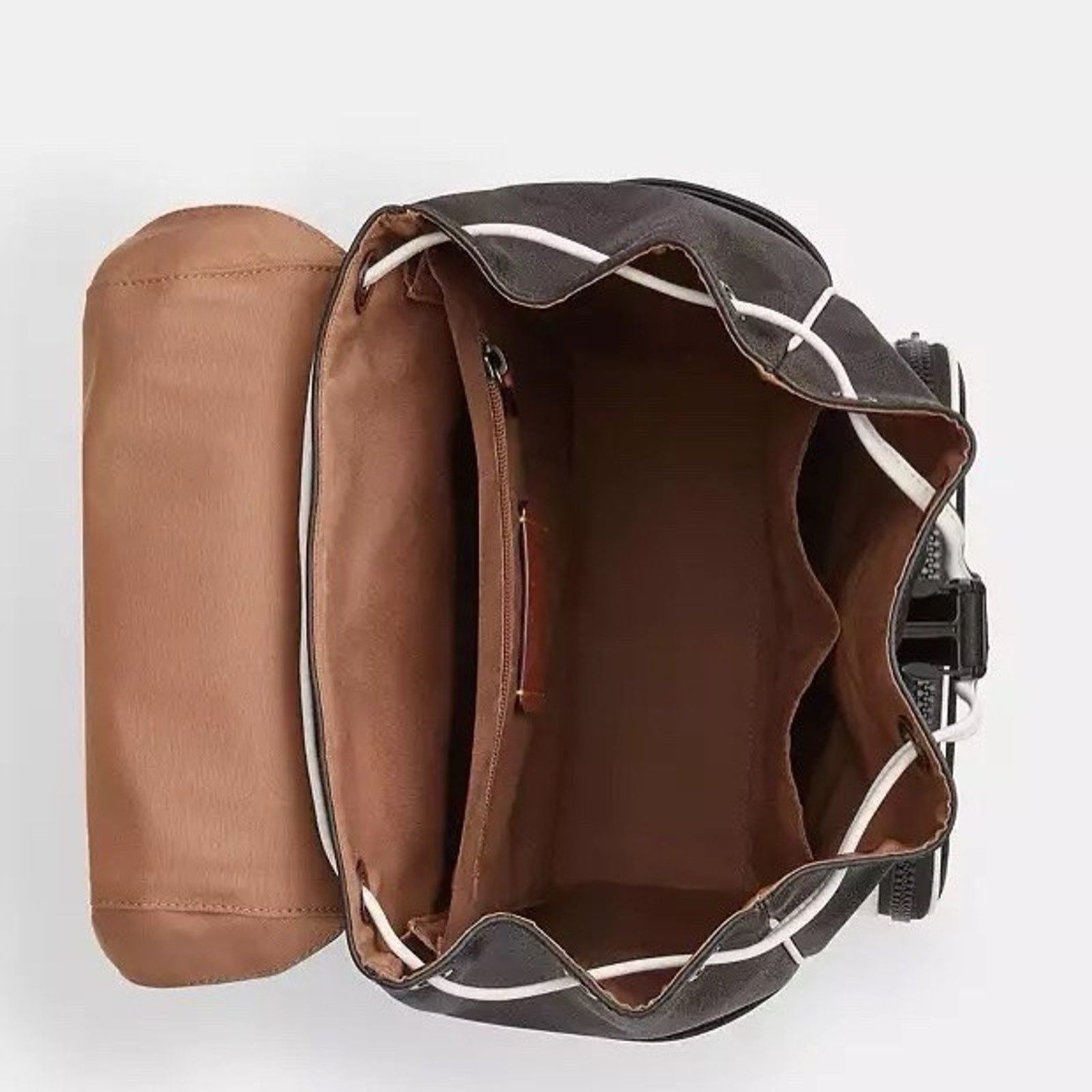Coach NWT COACH CY775 Racer Backpack Blocked Leather Walnut Chalk Size ONE SIZE - 9 Thumbnail