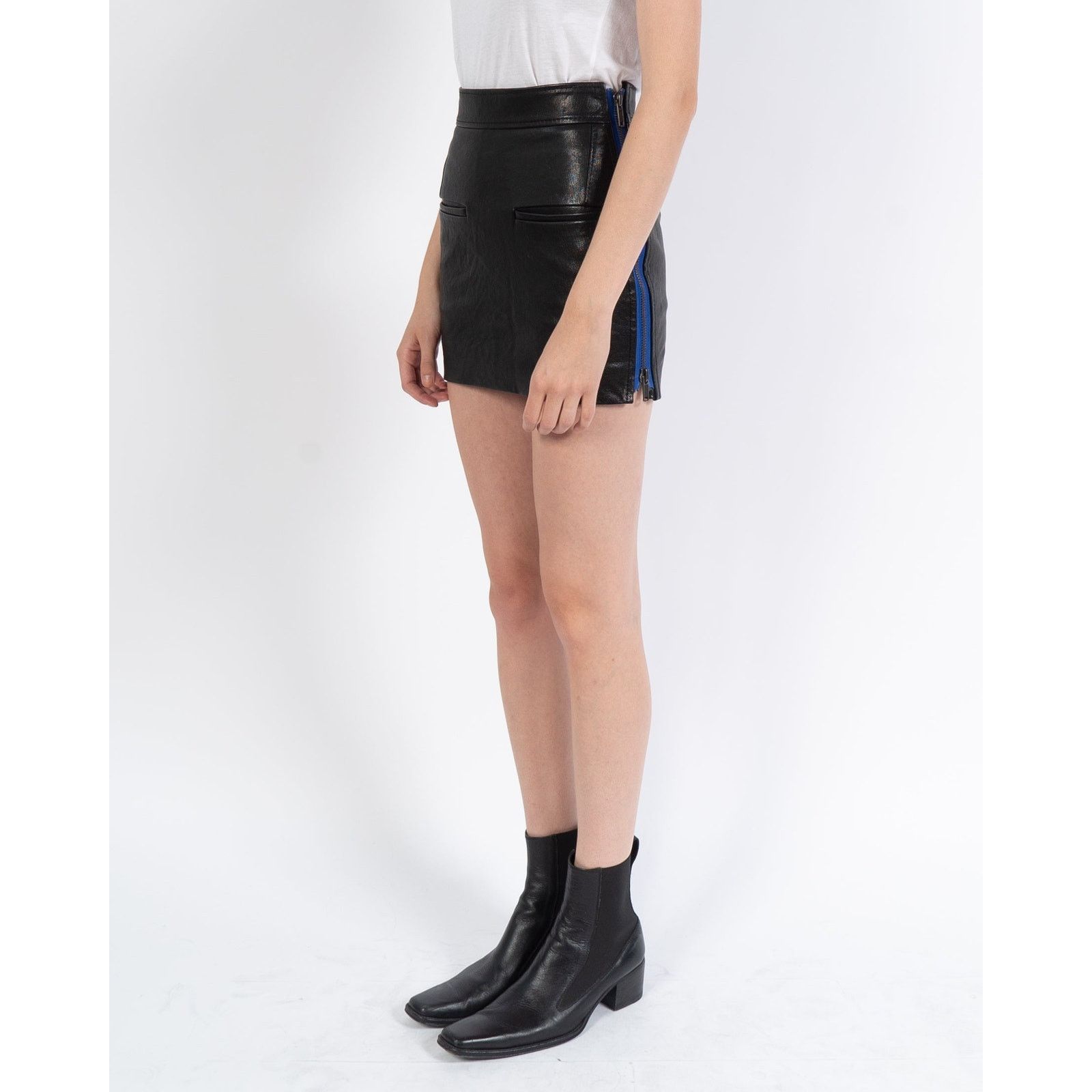 Haider Ackermann SS17 Leather Blue-Zip Skirt Size 26" / US 2 / IT 38 - 2 Thumbnail