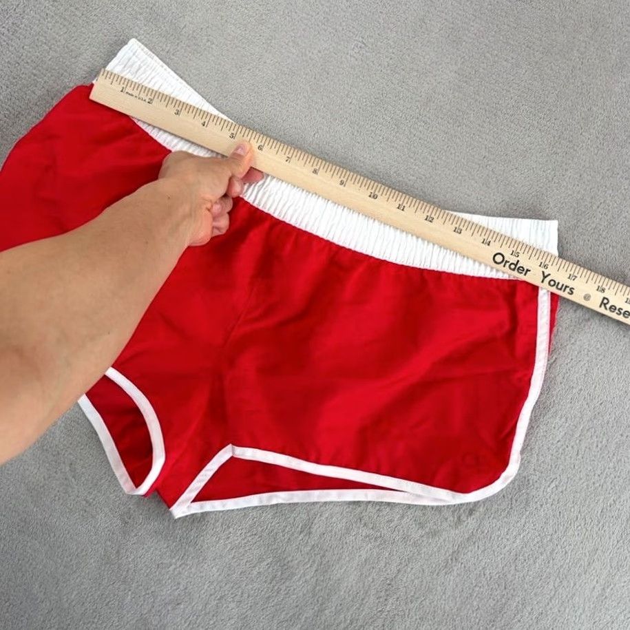 Ocean Pacific VINTAGE OP Ocean Pacific Booty Board Shorts Women M Red 2.0in Inseam Quick Dry Logo Beach 80s 90s Retro Ocean Pacific Womens Shorts Regular Happy Size 32" / US 10 / IT 46 - 6 Thumbnail