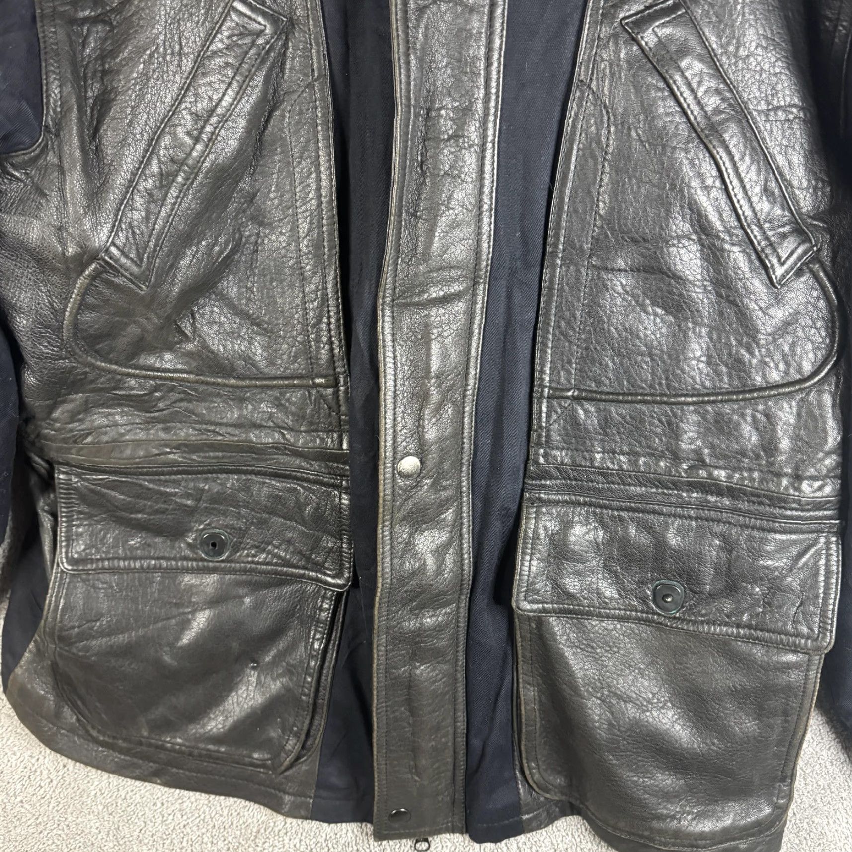 Vintage Vintage Lakeland Coat Mens 42 Black Leather Canvas Insulated Outdoor Pockets Size US XS / EU 42 / 0 - 6 Thumbnail