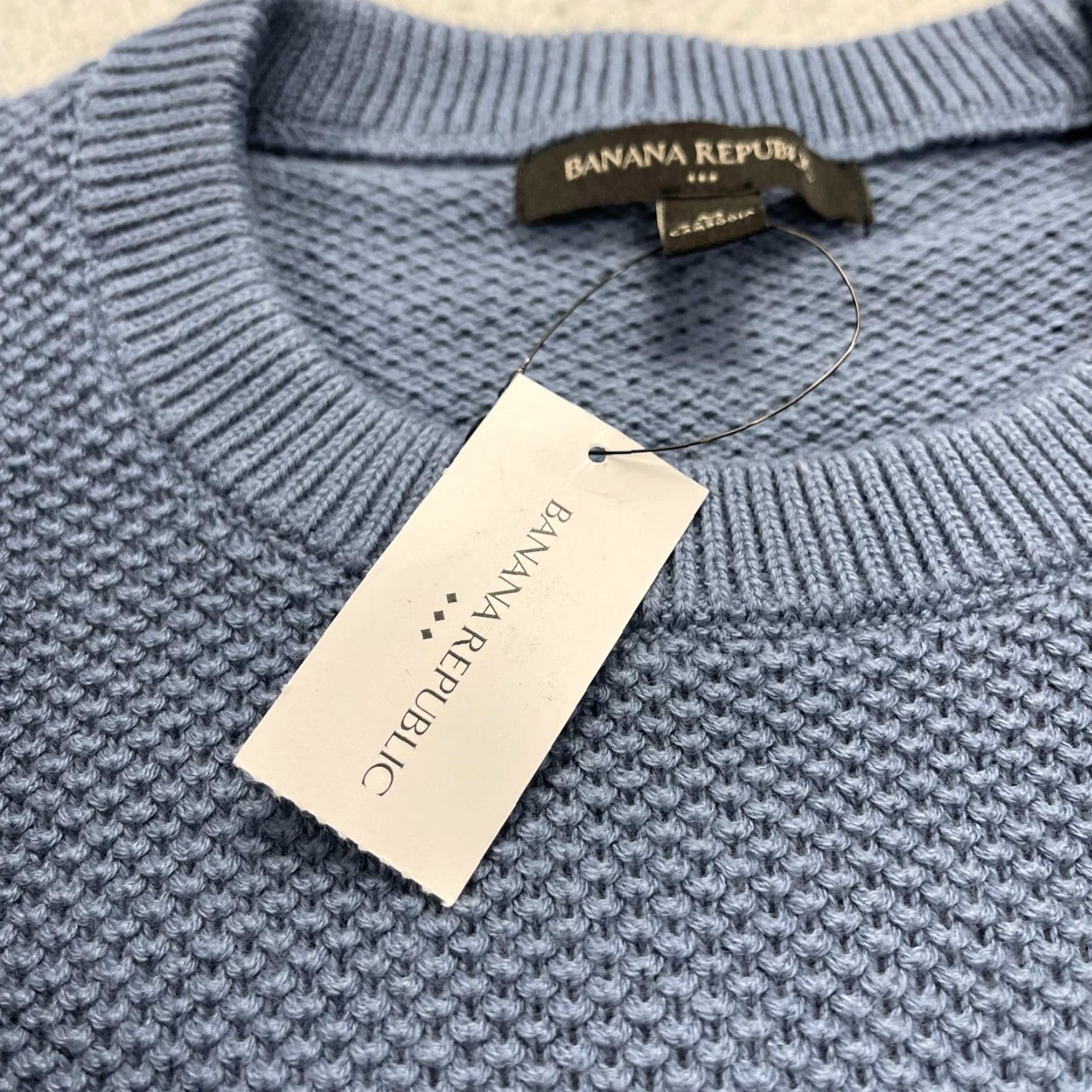 Banana Republic Banana Republic Sweater Mens Medium Blue Waffle-Knit Crewneck Pullover NWT Size US M / EU 48-50 / 2 - 4 Thumbnail