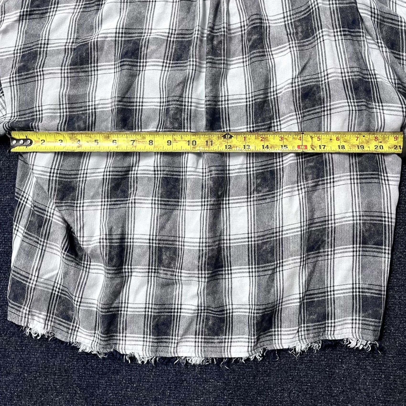 Vintage Cloth & Stone Shirt Womens M Gray Plaid Neck Tie Long Sleeve Frayed Hem Size M / US 6-8 / IT 42-44 - 4 Thumbnail