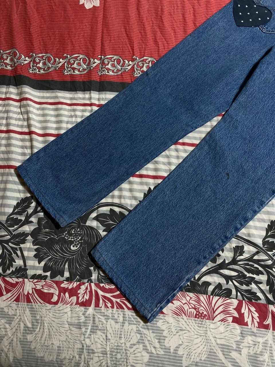 Japanese Brand Distressed Dirty Patchwork Flared Denim Jeans Crush Faded Size US 32 / EU 48 - 3 Thumbnail