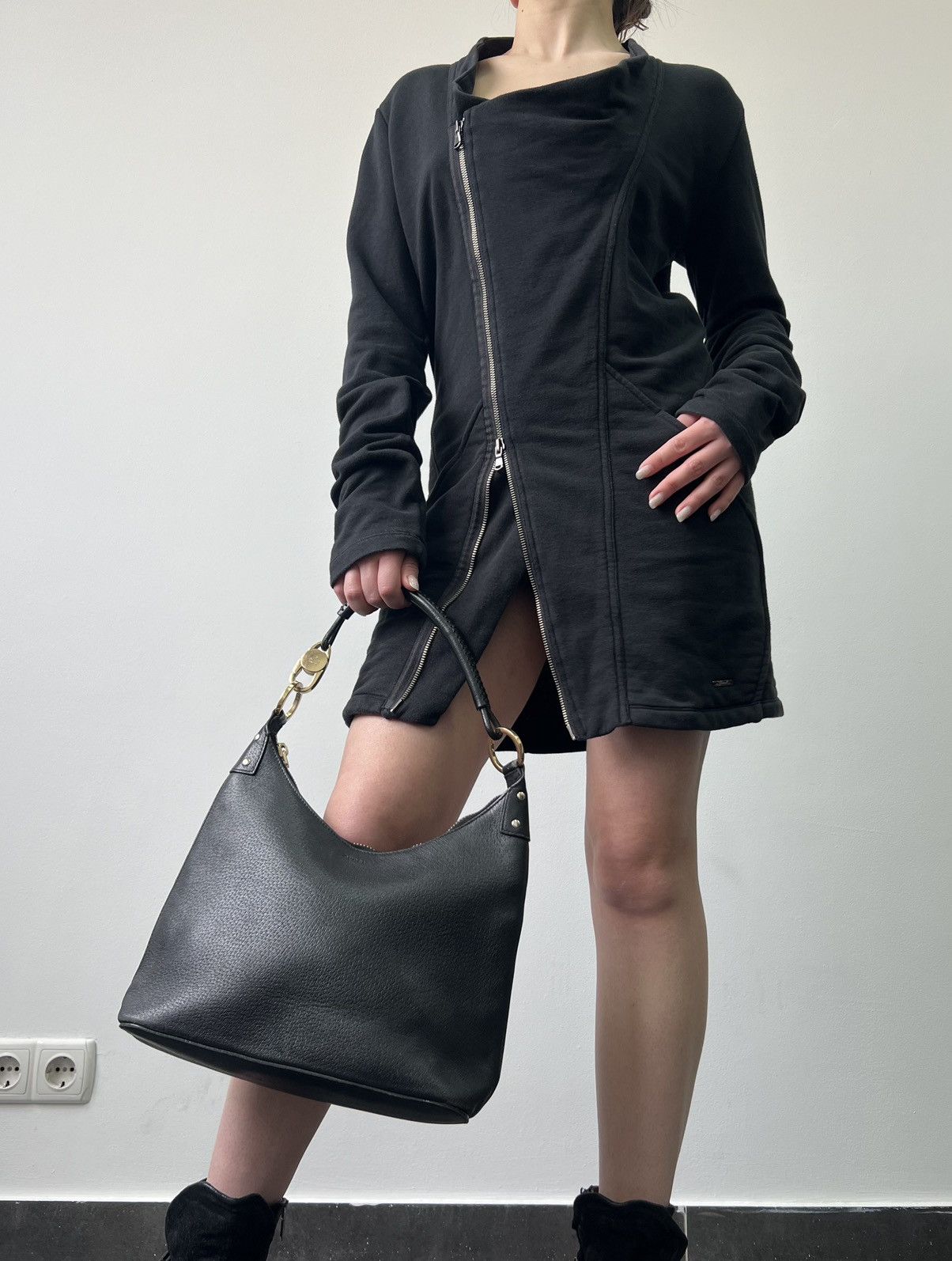 Diesel × Vintage Rick Owens style Diesel asymmetrical zip hoodie vintage Size S / US 4 / IT 40 - 2 Thumbnail
