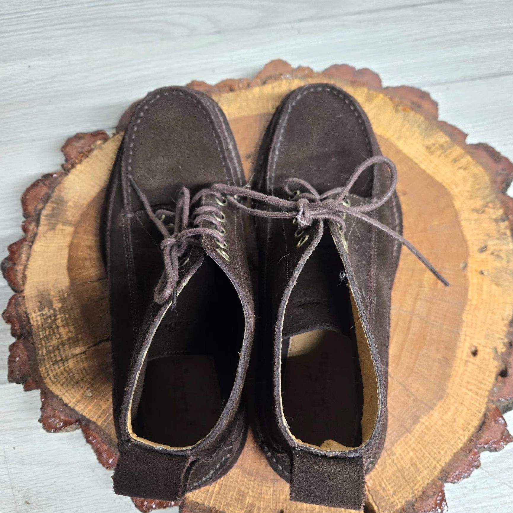 Vintage L.L.Bean Stitch Out Chukka Men’s 9.5 D Dark Brown Suede Boots 281087 Brown Leather Suede Casual Mens Shoes Size US 9.5 / EU 42-43 - 5 Thumbnail
