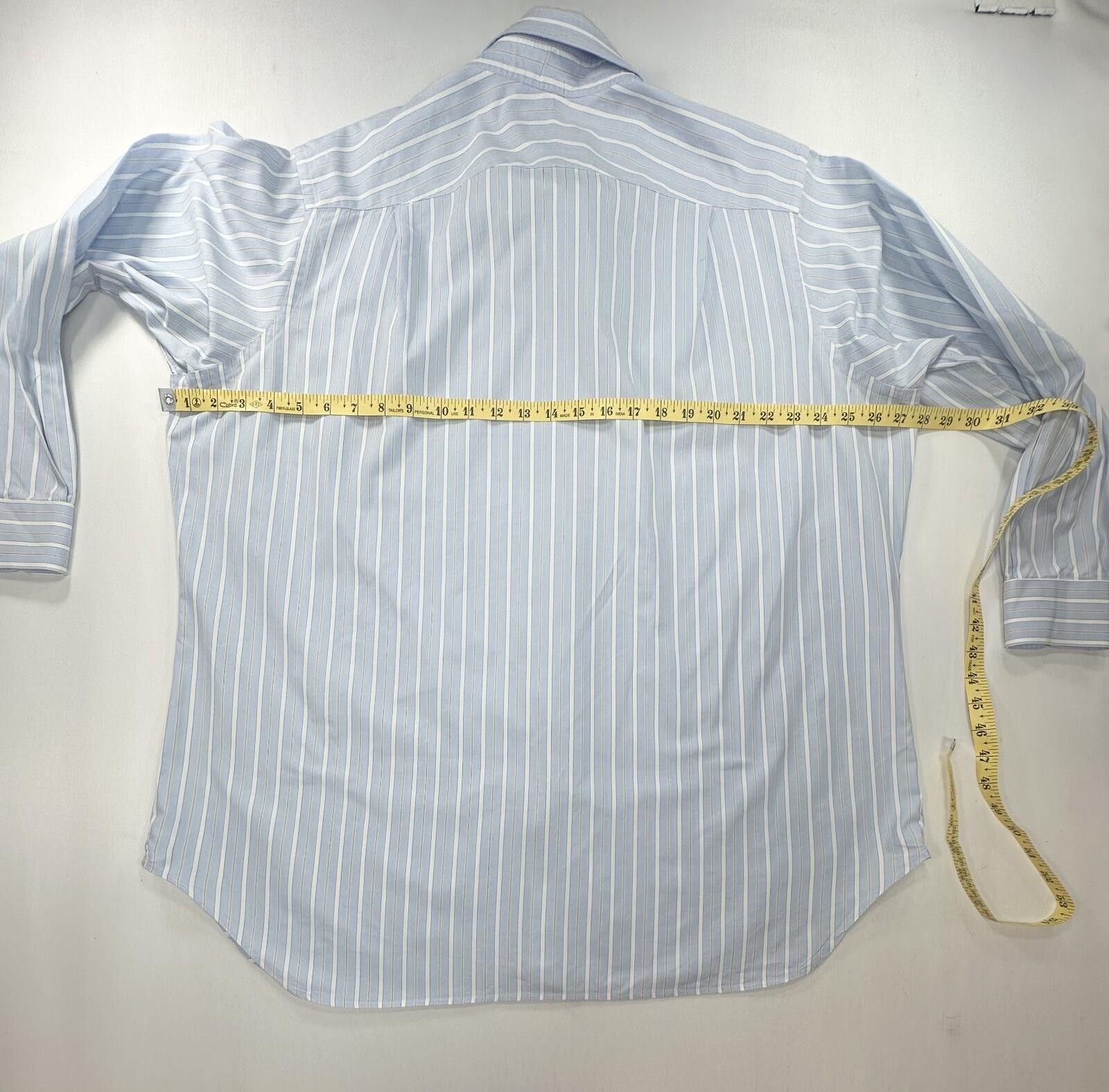 Holland & Sherry Holland Sherry Striped Tailored L/S Oxford Blue Mens XL Size US XL / EU 56 / 4 - 4 Thumbnail