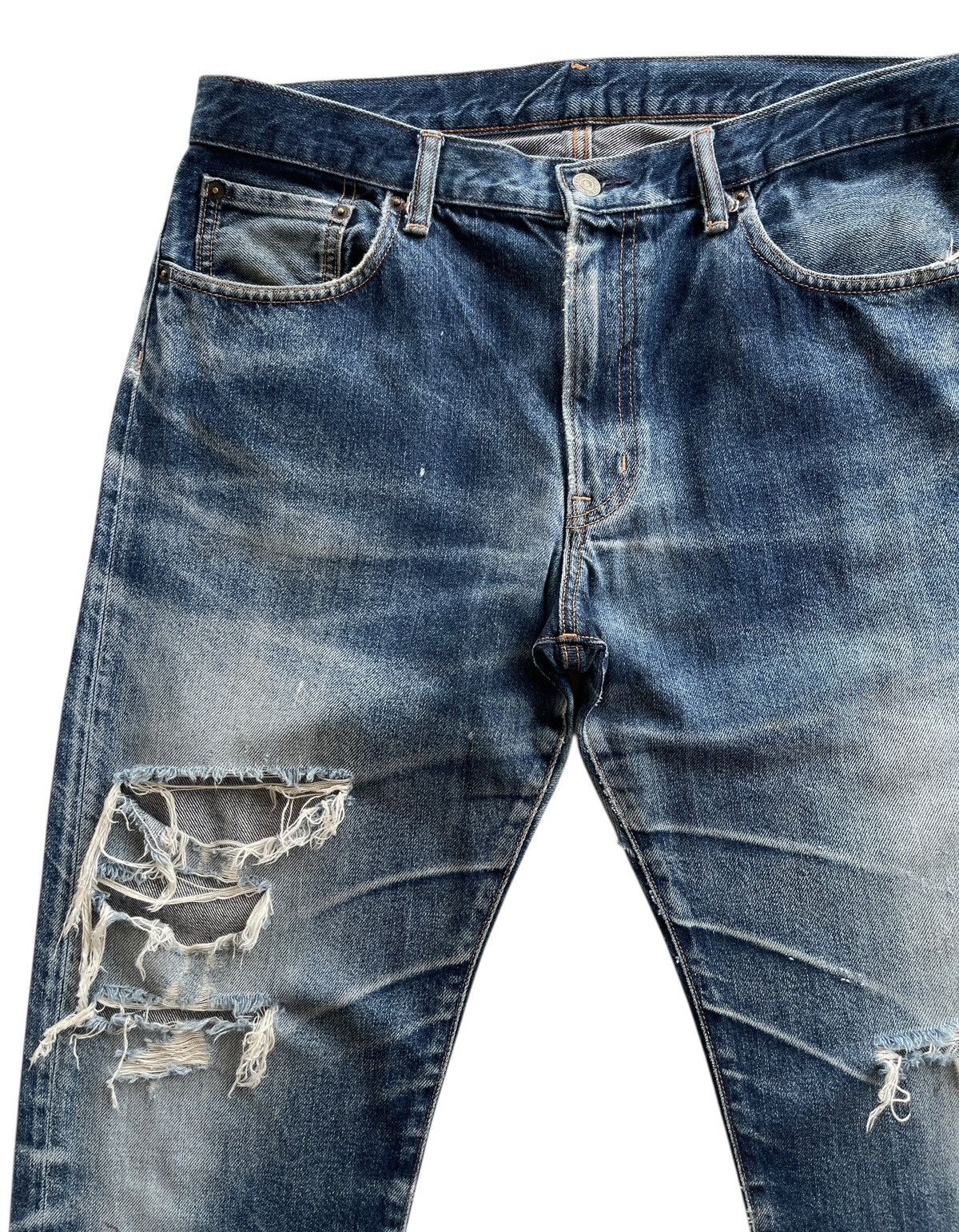 Japanese Brand Ripped Distressed GU Denim Size US 34 / EU 50 - 4 Thumbnail