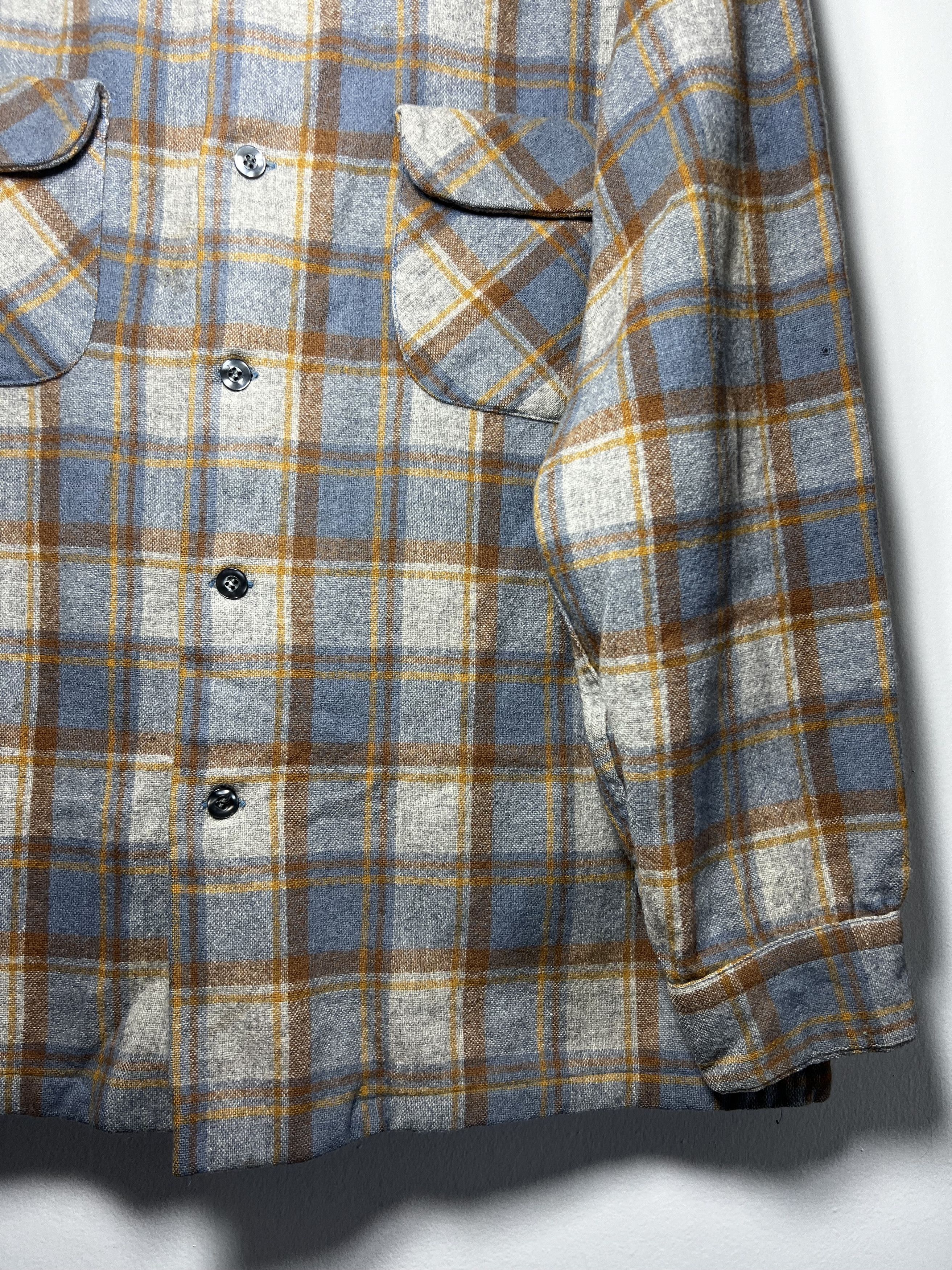 Flannel Vintage 1960's-1970's Pendleton Wool Grey/ Rust Plaid Shirt Size US M / EU 48-50 / 2 - 4 Thumbnail
