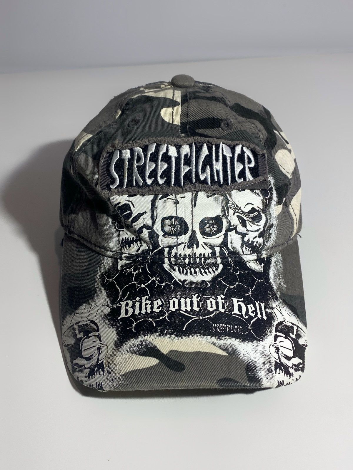 Hysteric Glamour Street Fighter Camo Skull Distressed Cap Harley Davidson Size ONE SIZE - 9 Thumbnail