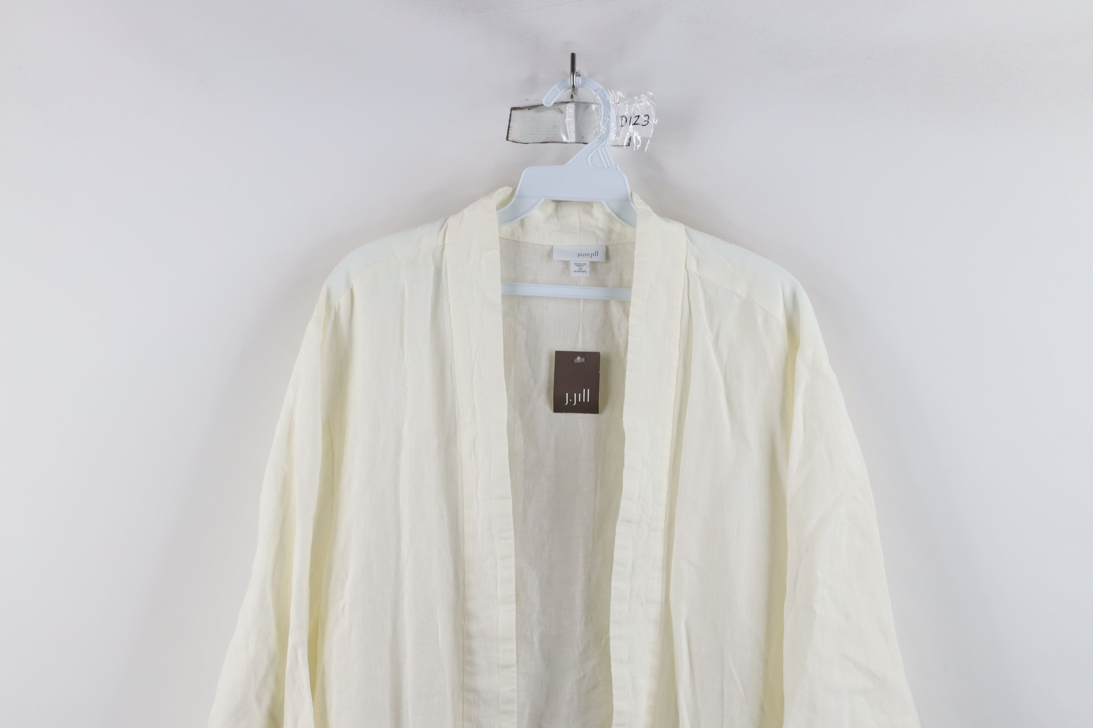 J. Jill × Vintage New J Jill Pure Jill Lined Open Front Cardigan Shirt Cream Size 3XL / US 20-22 - 2 Thumbnail