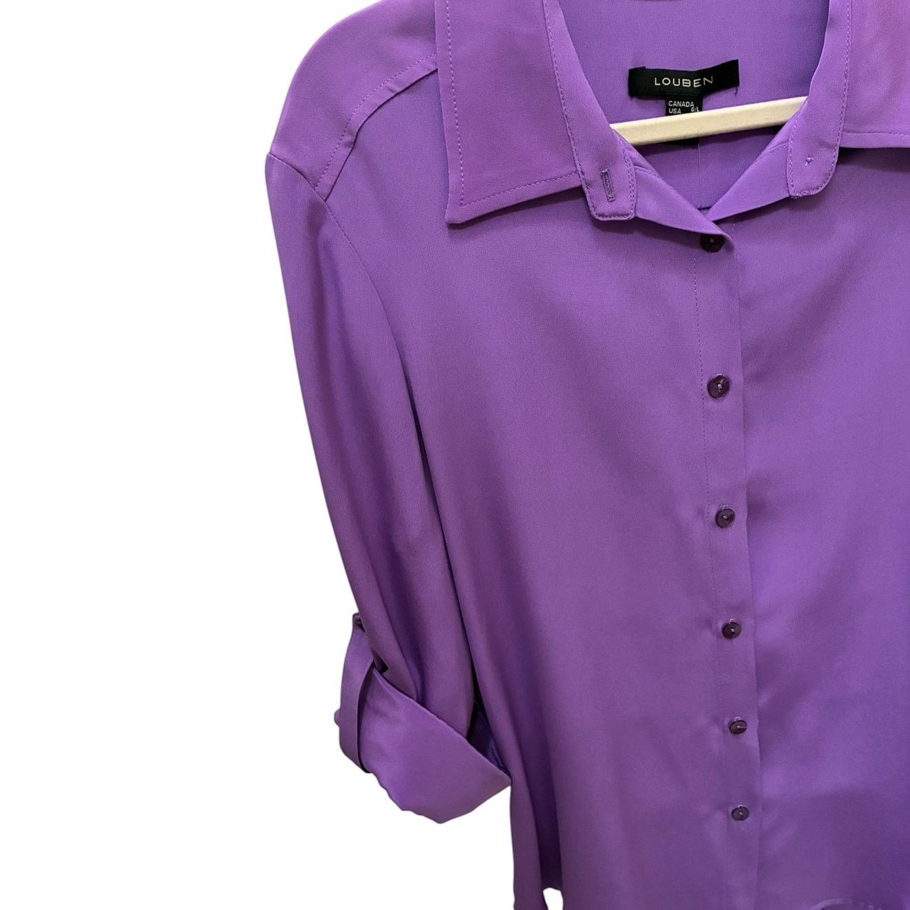 LOUBEN Louben 100% silk violet blouse Made in Canada NWT Size L / US 10 / IT 46 - 5 Thumbnail