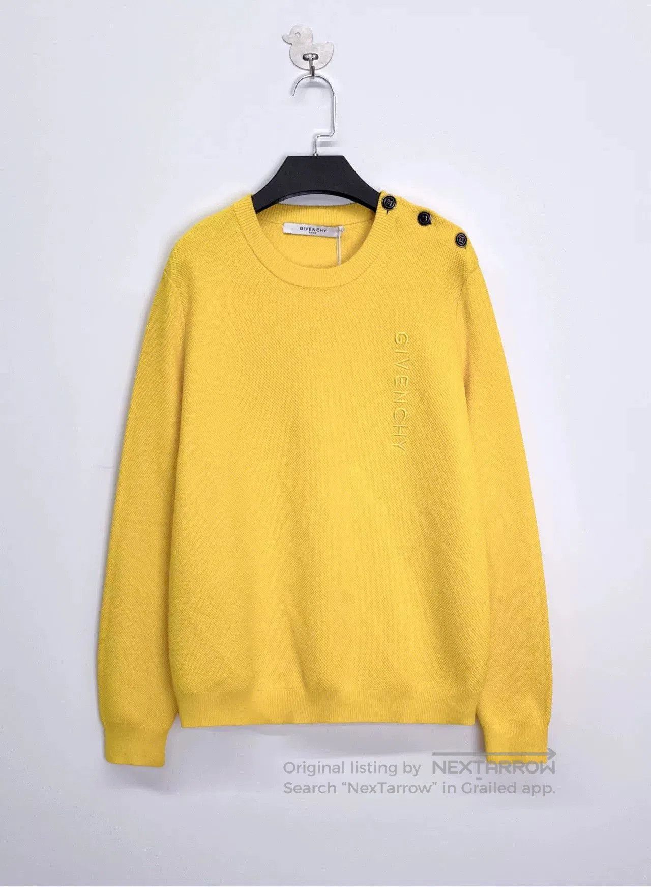 Givenchy givenchy lemon yellow embroidered logo knit sweater. Size M / US 6-8 / IT 42-44 - 1 Thumbnail
