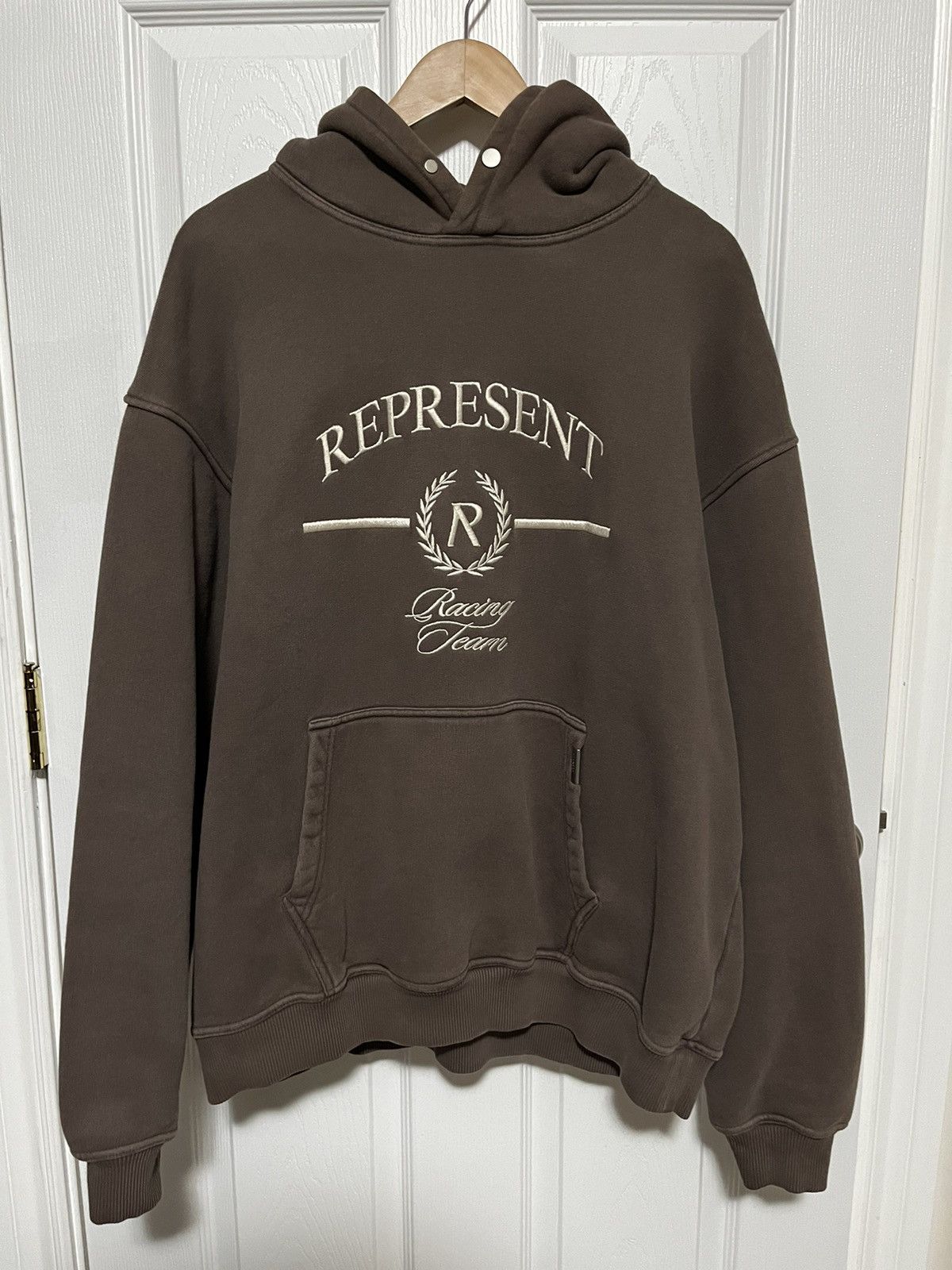 image of Represent Clo Represent Fog Crest Logo Hoodie in Vintage Grey, Men's (Size XL)