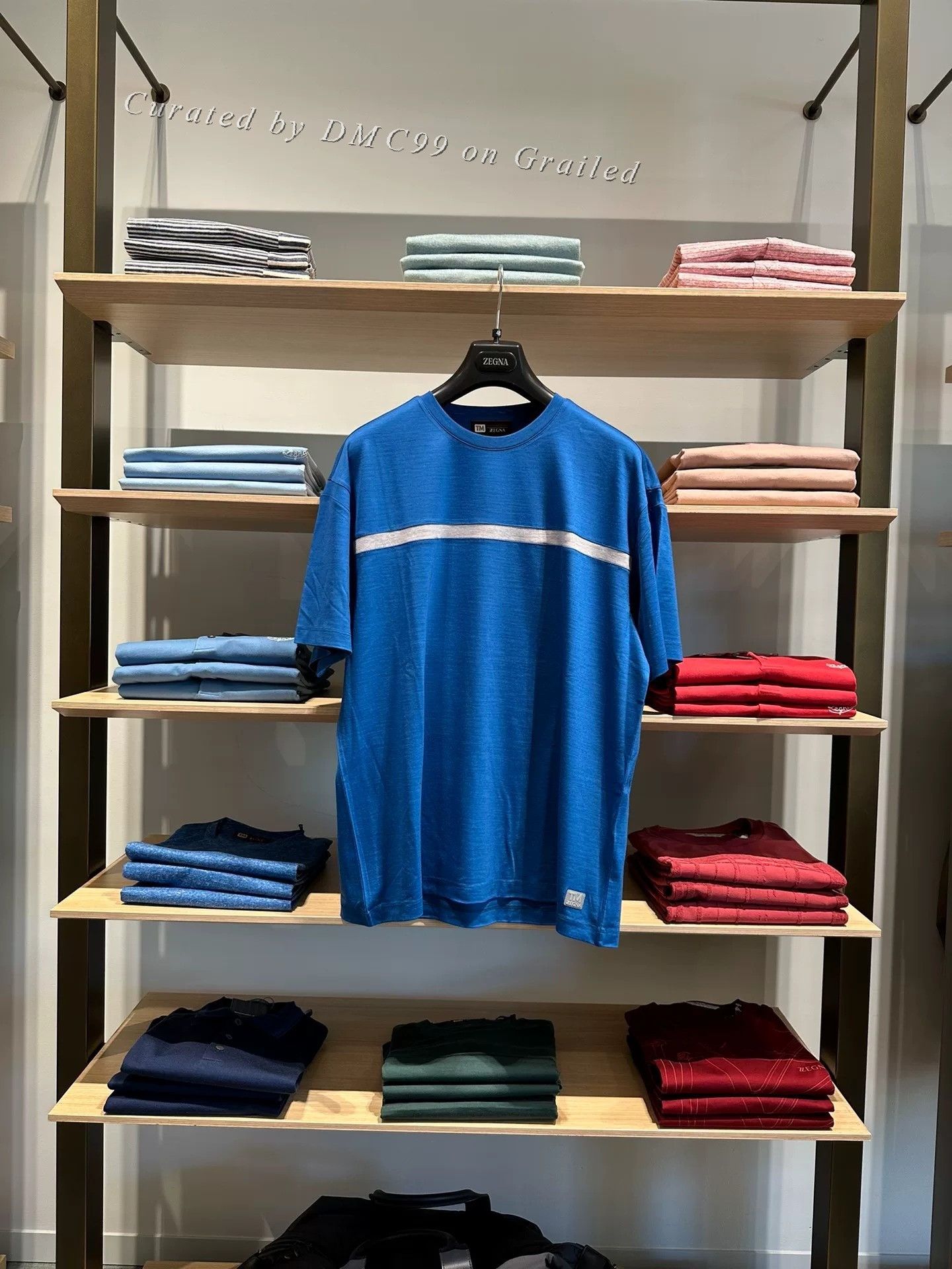 Ermenegildo Zegna Zegna Blue Wool Short-Sleeve T-Shirt Size US XL / EU 56 / 4 - 1 Thumbnail