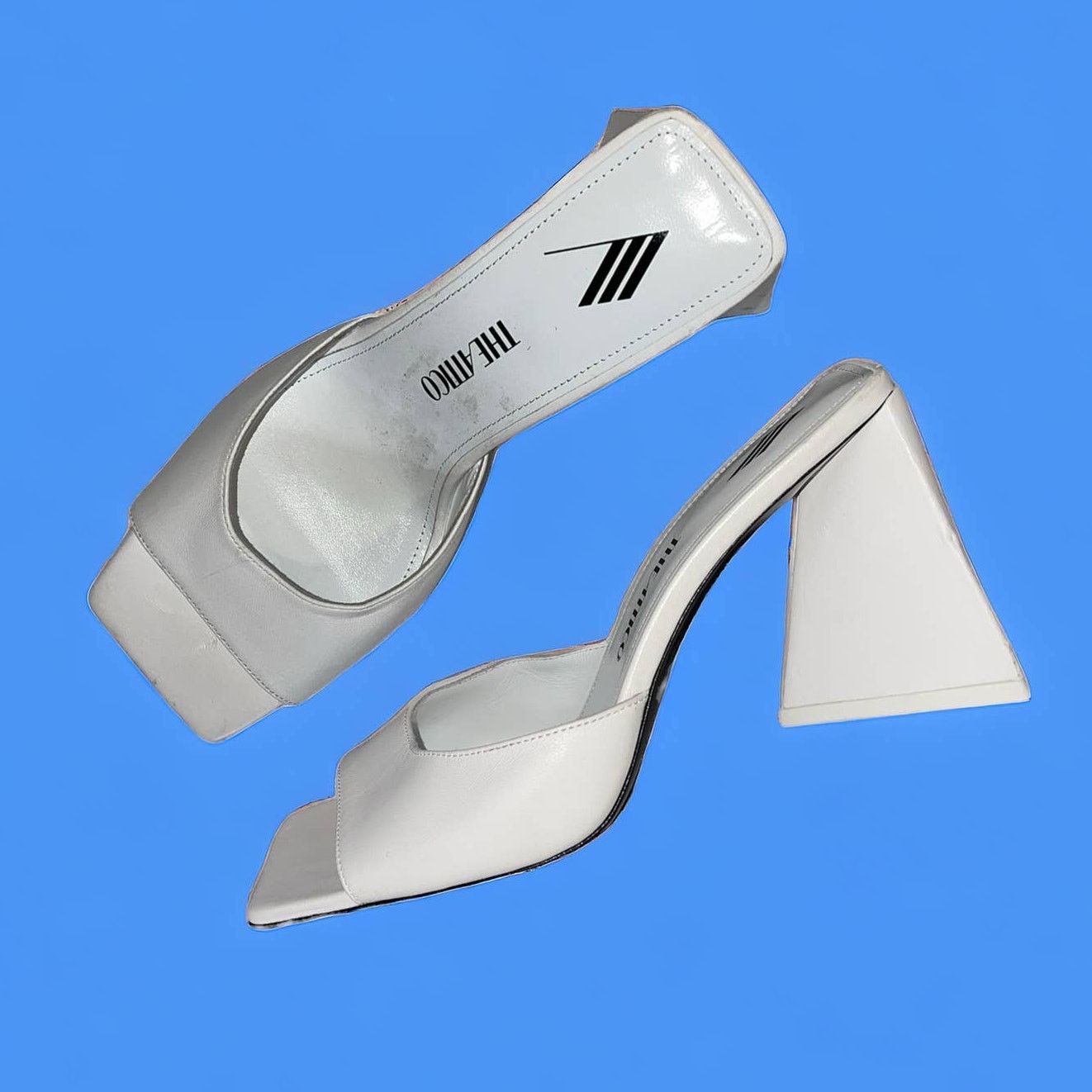 The Attico NEW Attico Devon White Open Toe Mules Size 38 Sandals Heels Size US 7.5 / IT 37.5 - 2 Thumbnail