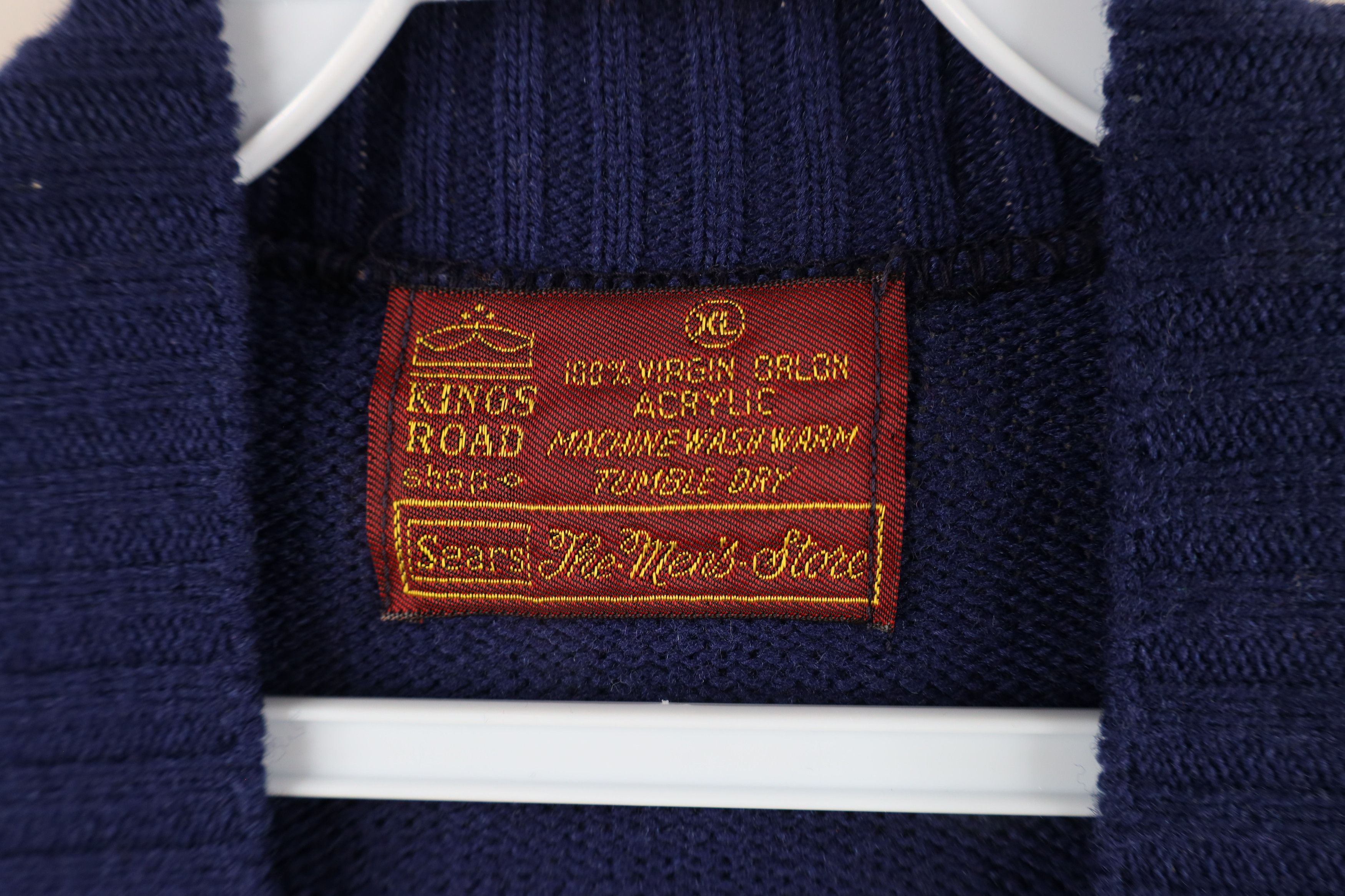 Vintage 60s 70s Streetwear Cardigan Sweater Vest Navy Blue