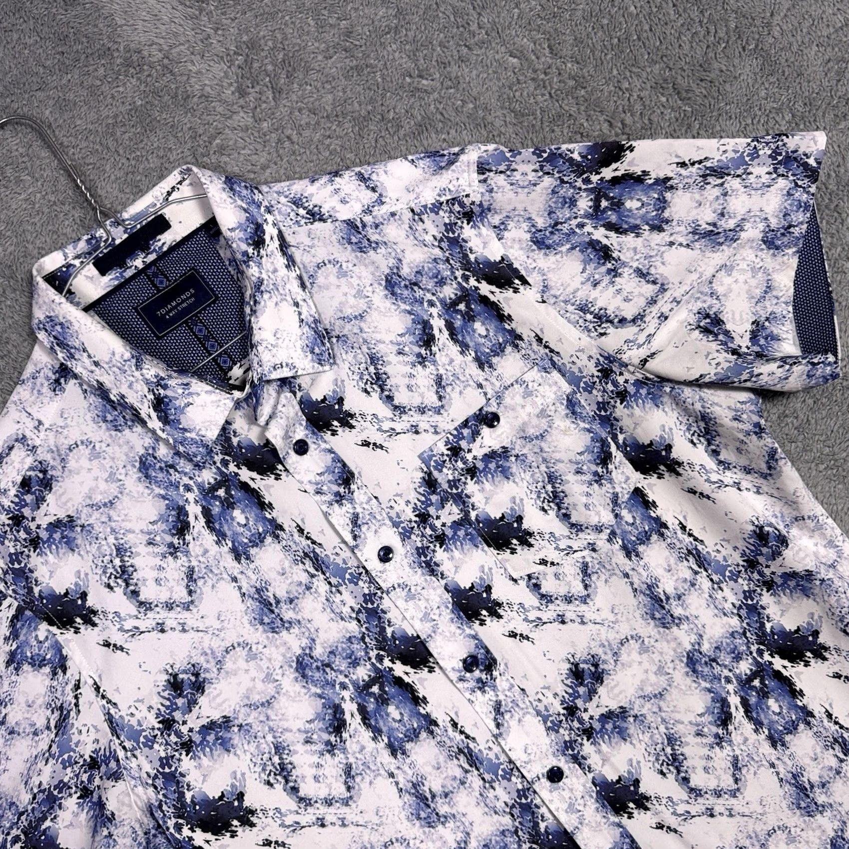 Vintage 7 Diamonds Shirt Mens L Geometric 4 Way Stretch Performance Abstract Krakn Remix Size US L / EU 52-54 / 3 - 2 Thumbnail