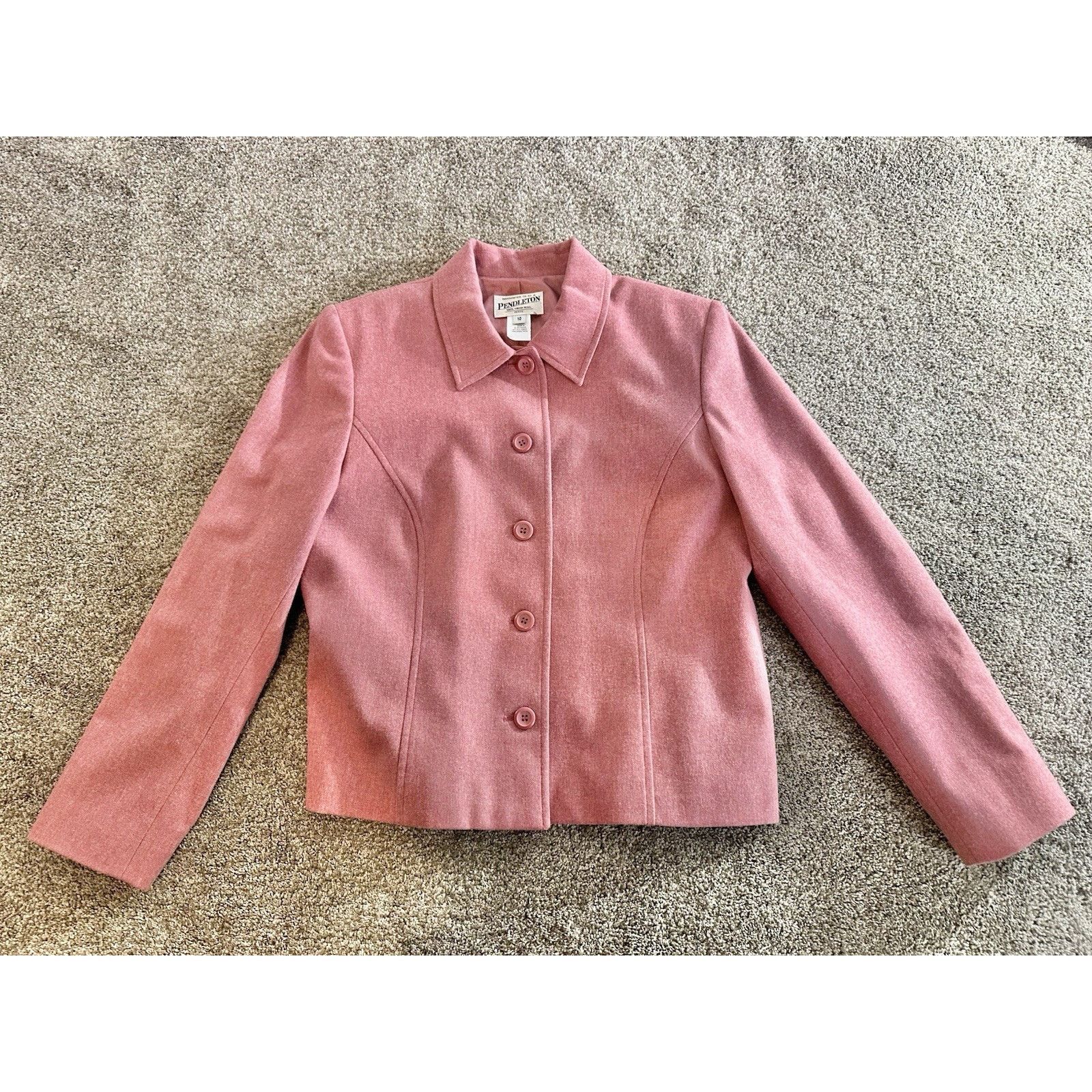 Pendleton Pendleton Blazer Womens Petite 10 Pink Virgin Wool 10P Size L / US 10 / IT 46 - 1 Thumbnail