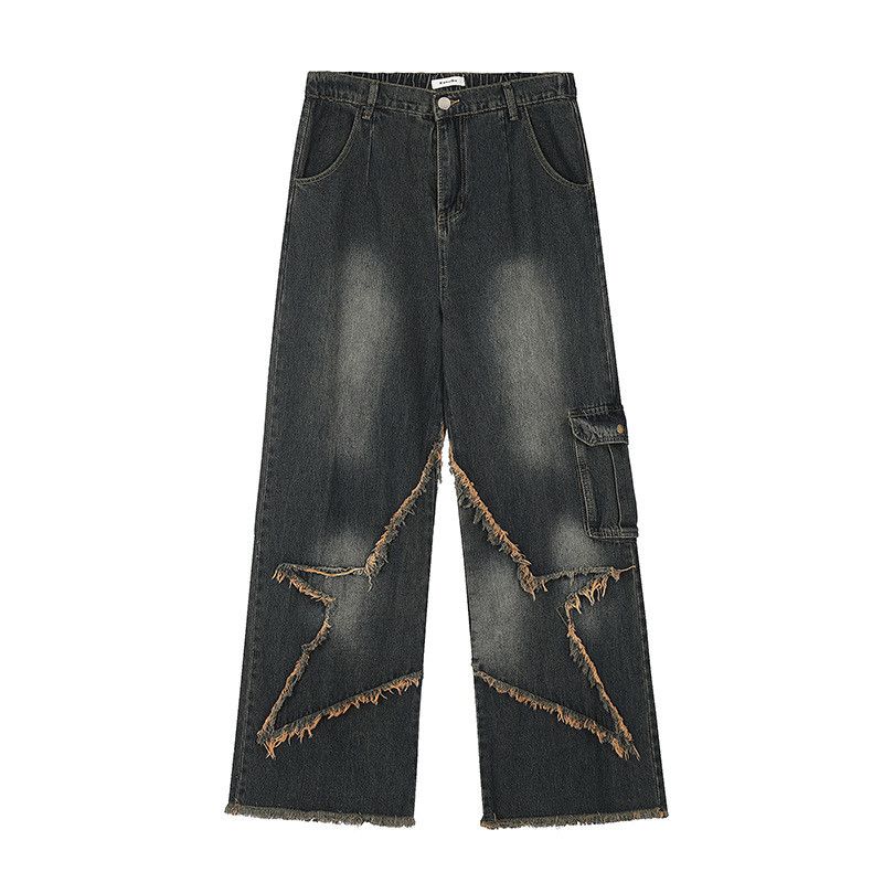 Japanese Brand American retro high street style frayed star washed jeans Size US 32 / EU 48 - 1 Thumbnail