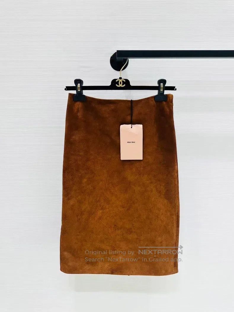 Miu Miu Miu Miu 38 Micro-standard skirt of Maillard deerskin Size 37" - 1 Thumbnail
