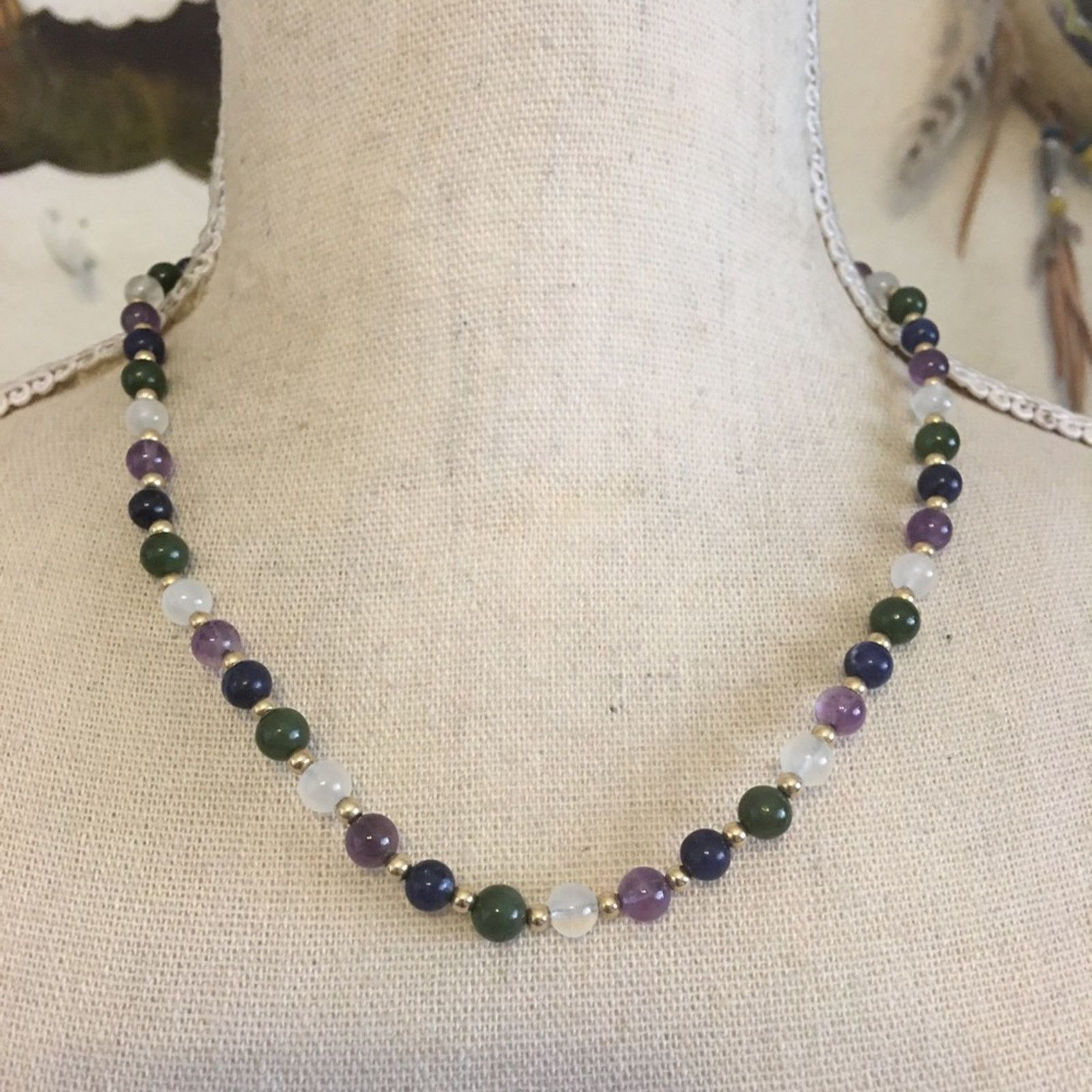 Vintage Vintage 1/20 14k GF semi precious stone necklace Size ONE SIZE - 1 Thumbnail