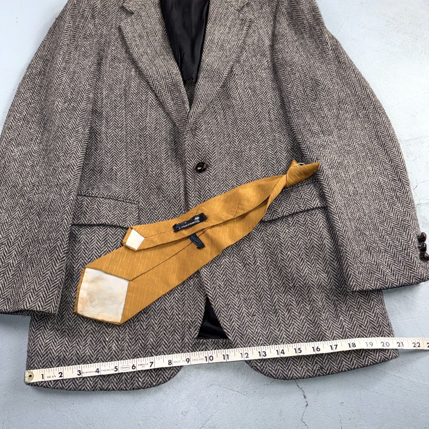 Stafford Harris Stafford Vintage 40 Blazer Gray Herringbone Wool Sport Coat USA Brown? Size 40R - 6 Thumbnail