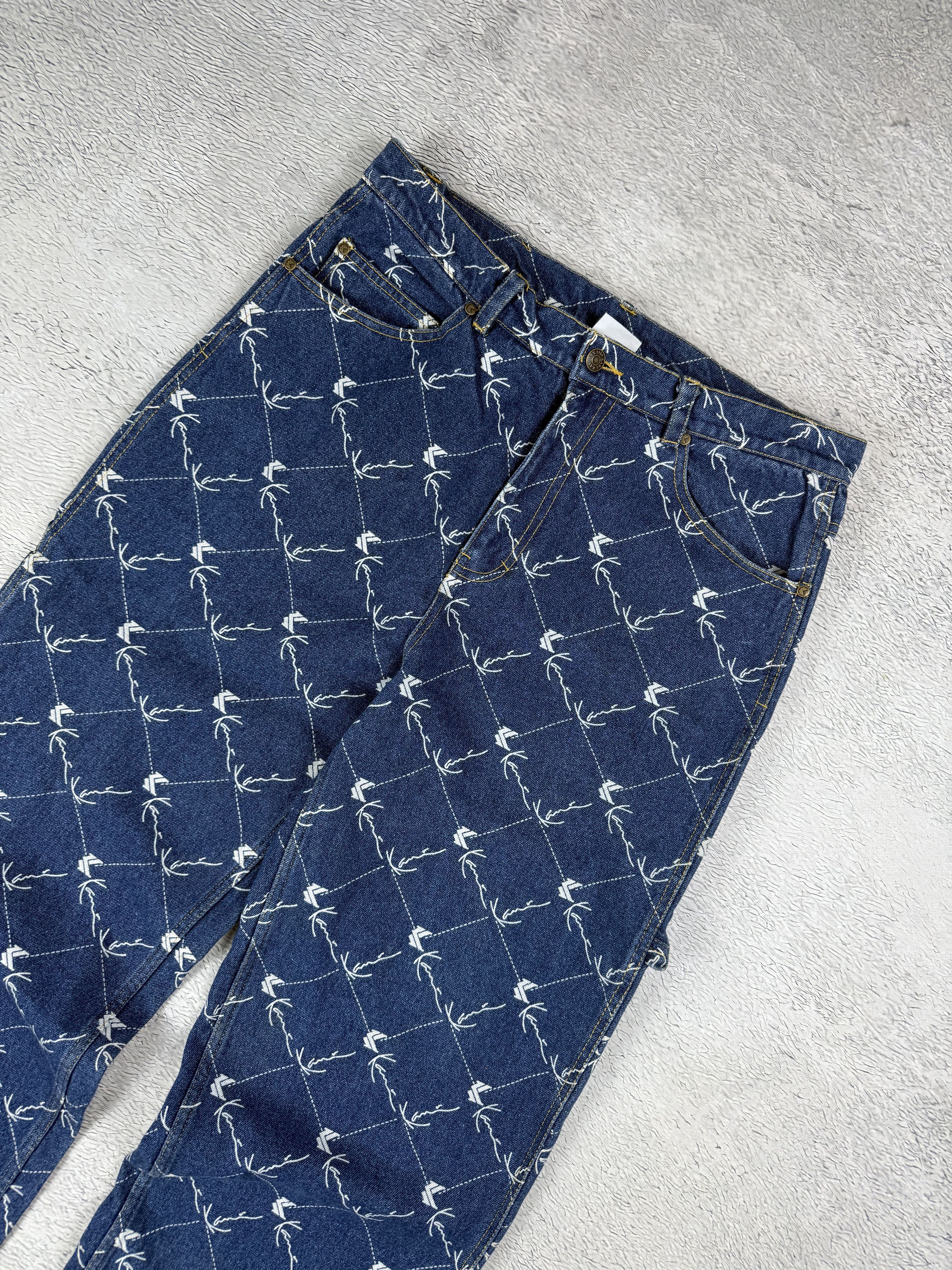 JNCO × Karl Kani Karl Kani Carpenter Monogram Jeans Workwear AOP Baggy Size US 32 / EU 48 - 4 Thumbnail
