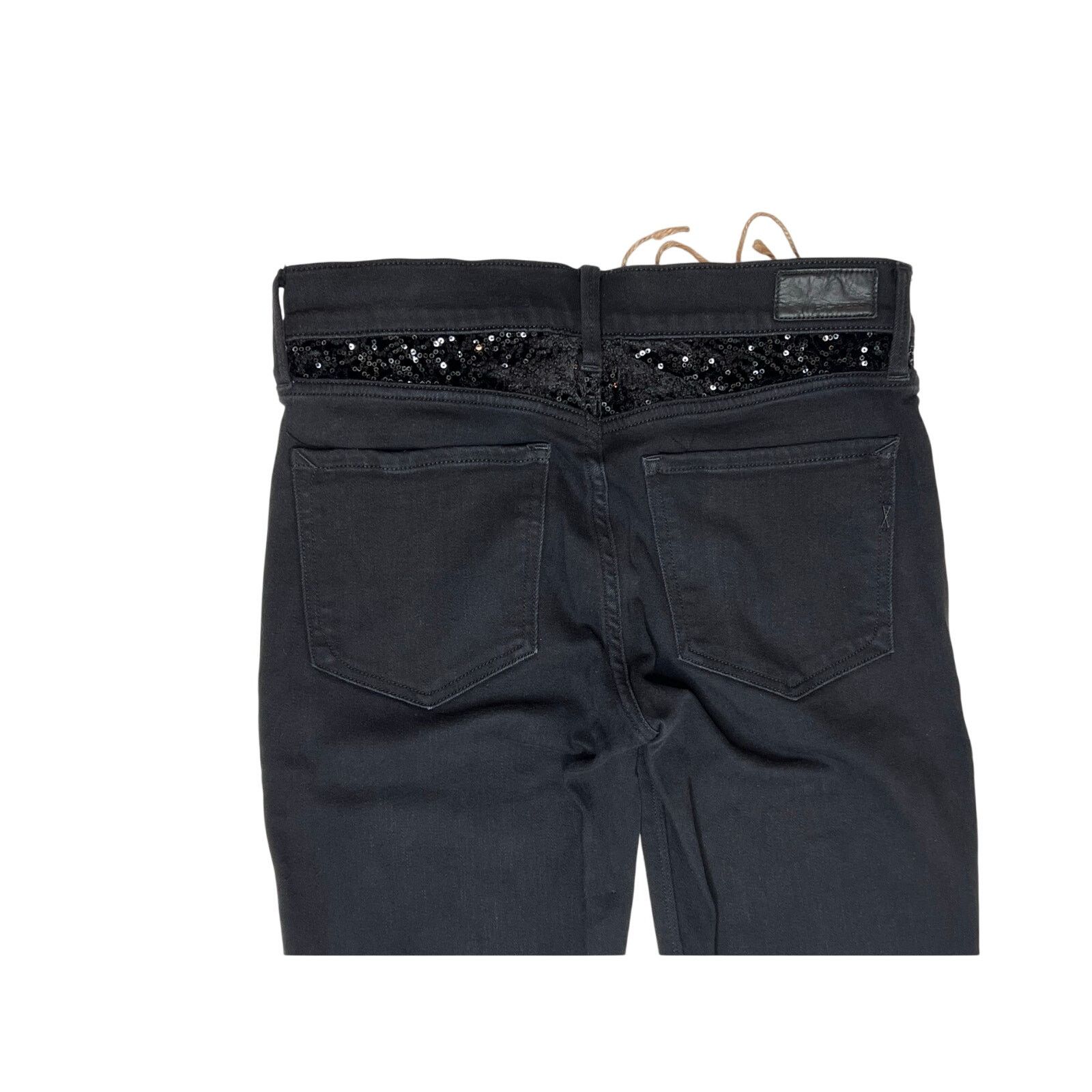 Express Express Sequin Skinny Black Jeans Stretch 4 Tall Y2k Baddie Size 27" / US 4 / IT 40 - 8 Thumbnail