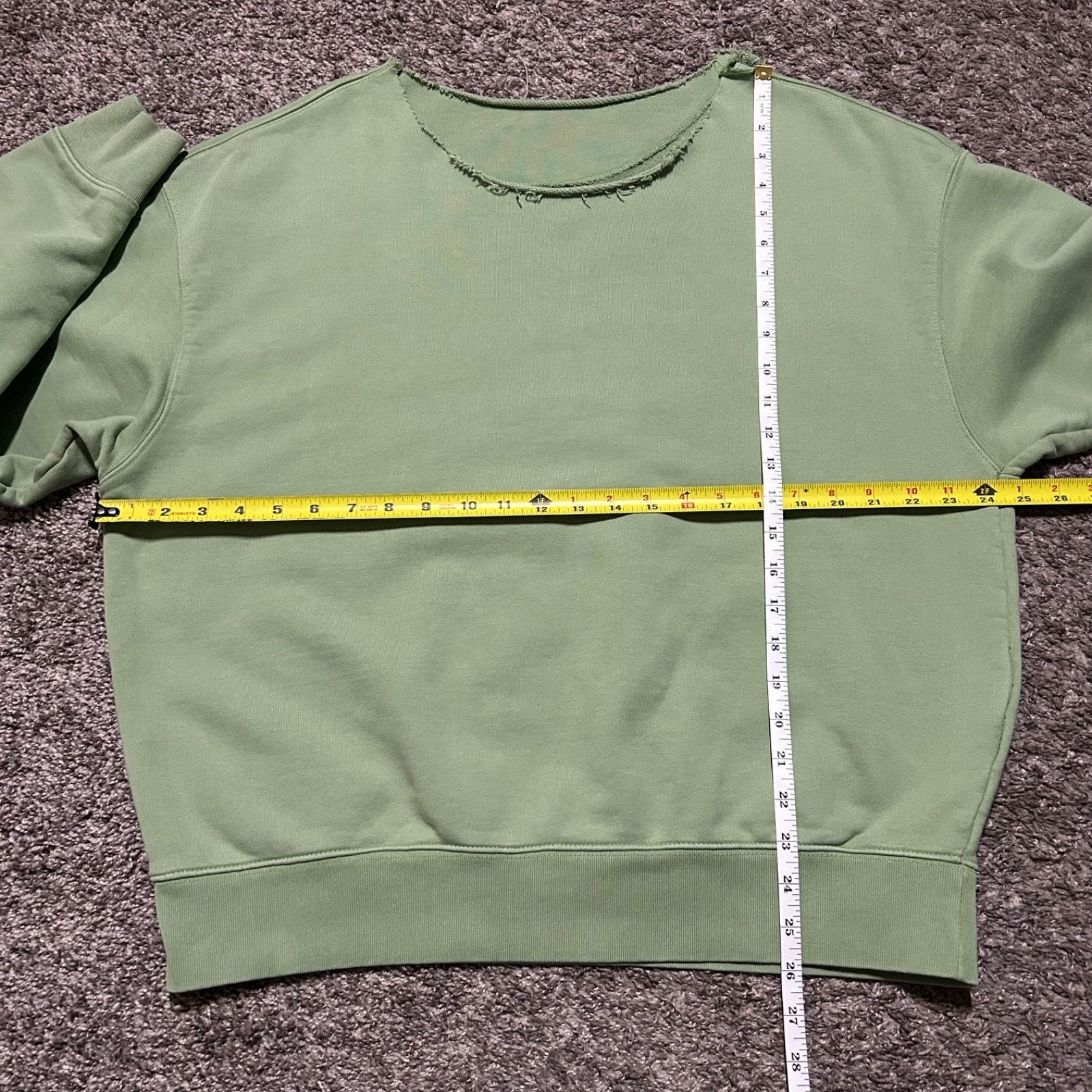 Vintage Thrashed Sweatshirt Pullover Heavy Cotton Faded Green y2k Size ONE SIZE - 4 Thumbnail