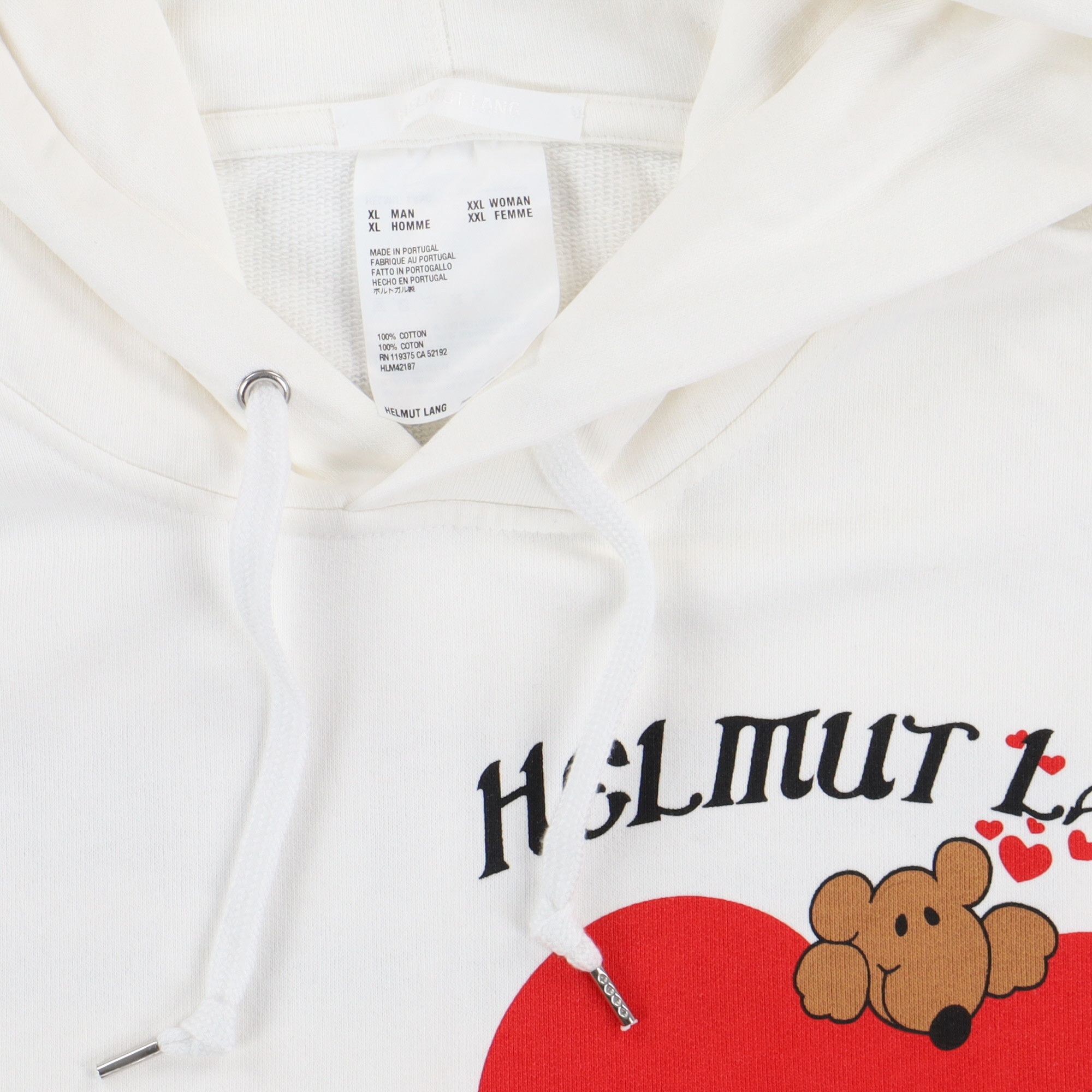 White Valentine Embroidered Logo Hoodie