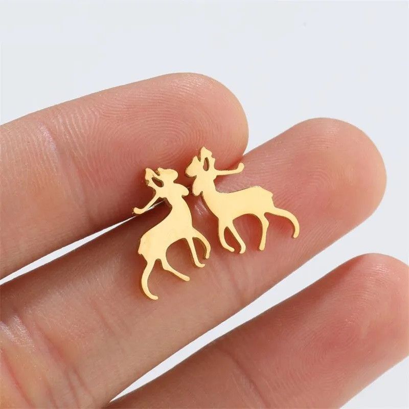 Jewelry Christmas Deer Stud Earrings Charm Earring Gift Size ONE SIZE - 1 Thumbnail
