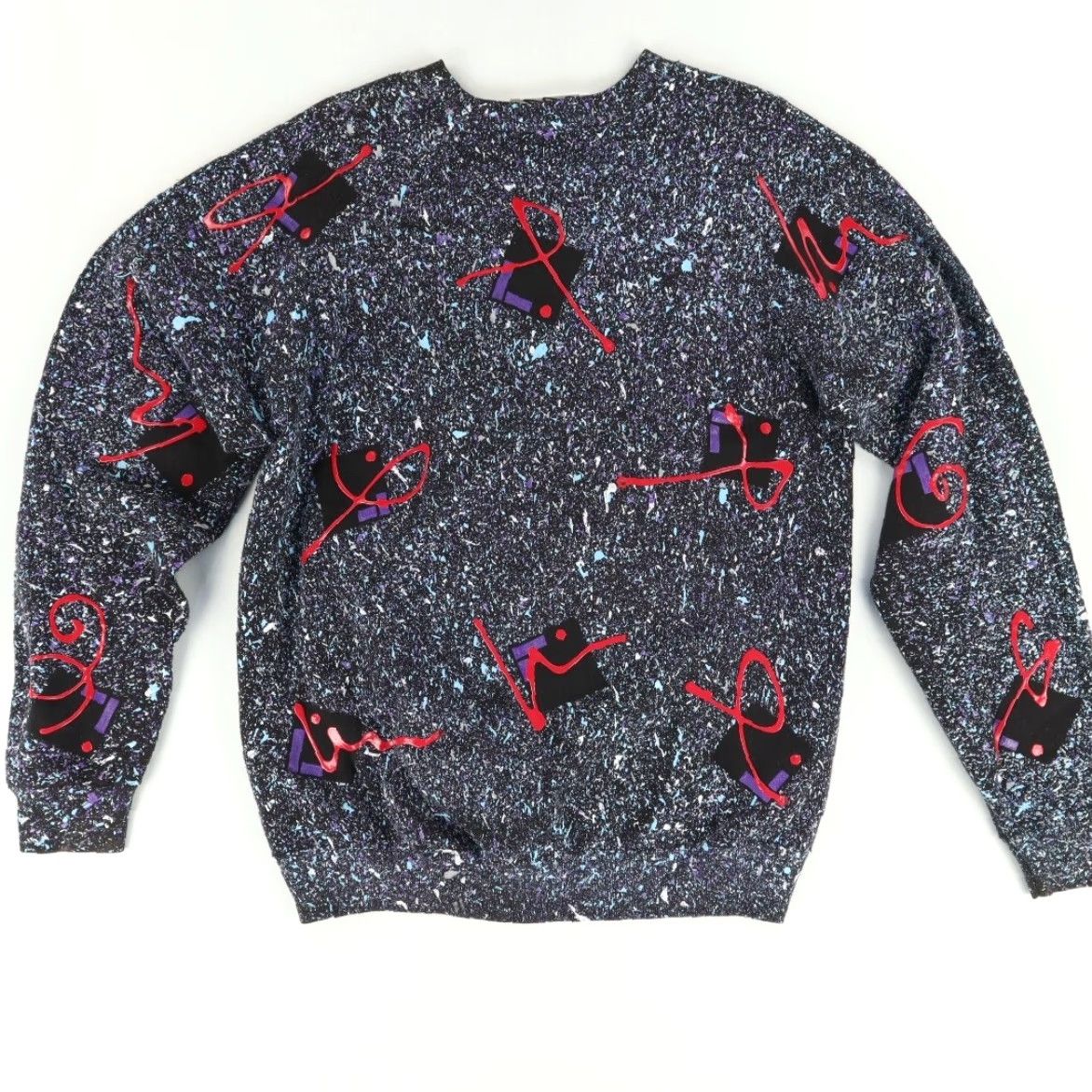 Vintage VTG Splurtworks Wearable Art Made in USA All Over Sweatshirt Black Mens XL 90s Vintage Shirt Pullover Crew Neck Size US XL / EU 56 / 4 - 4 Thumbnail