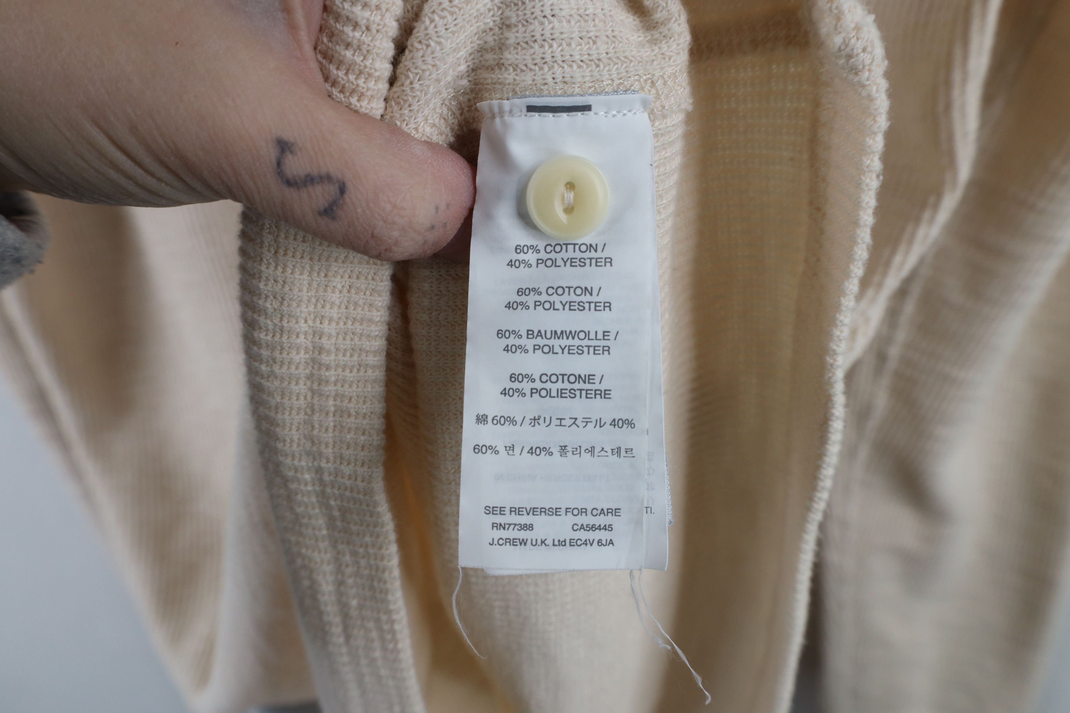 J.Crew × Vintage J Crew Knit Goods Cotton Thermal Waffle Knit Henley T-Shirt Size US L / EU 52-54 / 3 - 9 Thumbnail