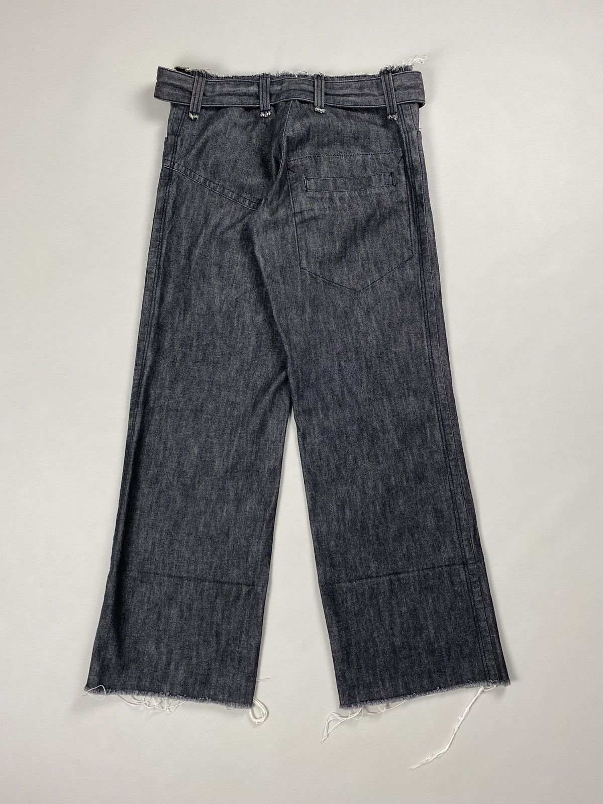 Yohji Yamamoto Yohji Yamamoto Femme Belted Wide Leg Low Rise Cut Jeans Size 26" / US 2 / IT 38 - 19 Thumbnail