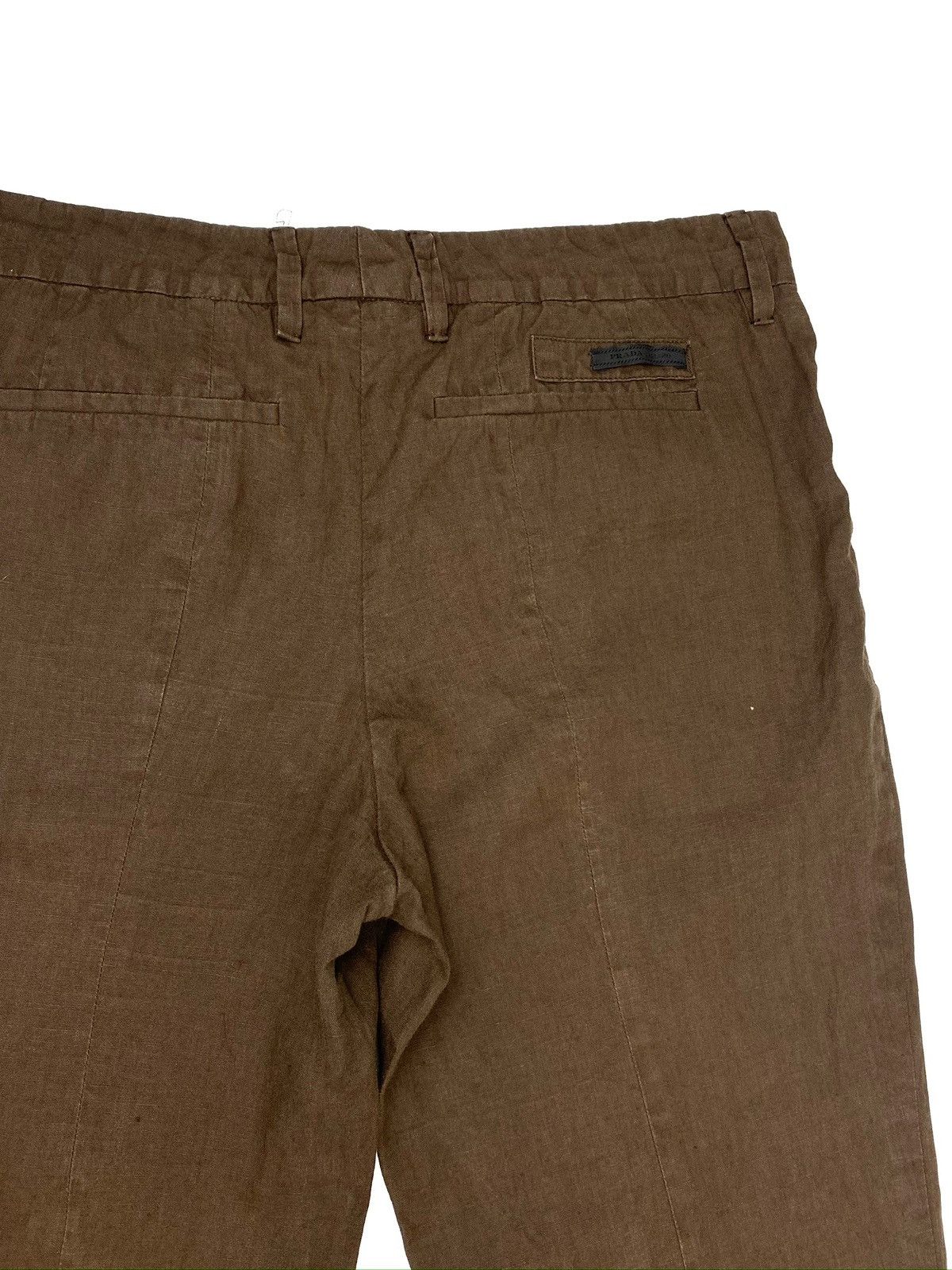 Prada PRADA WOMEN CROPPED PANTS BROWN LINEN FLAT FRONT IT 46 XL Size 32" / US 10 / IT 46 - 16 Thumbnail