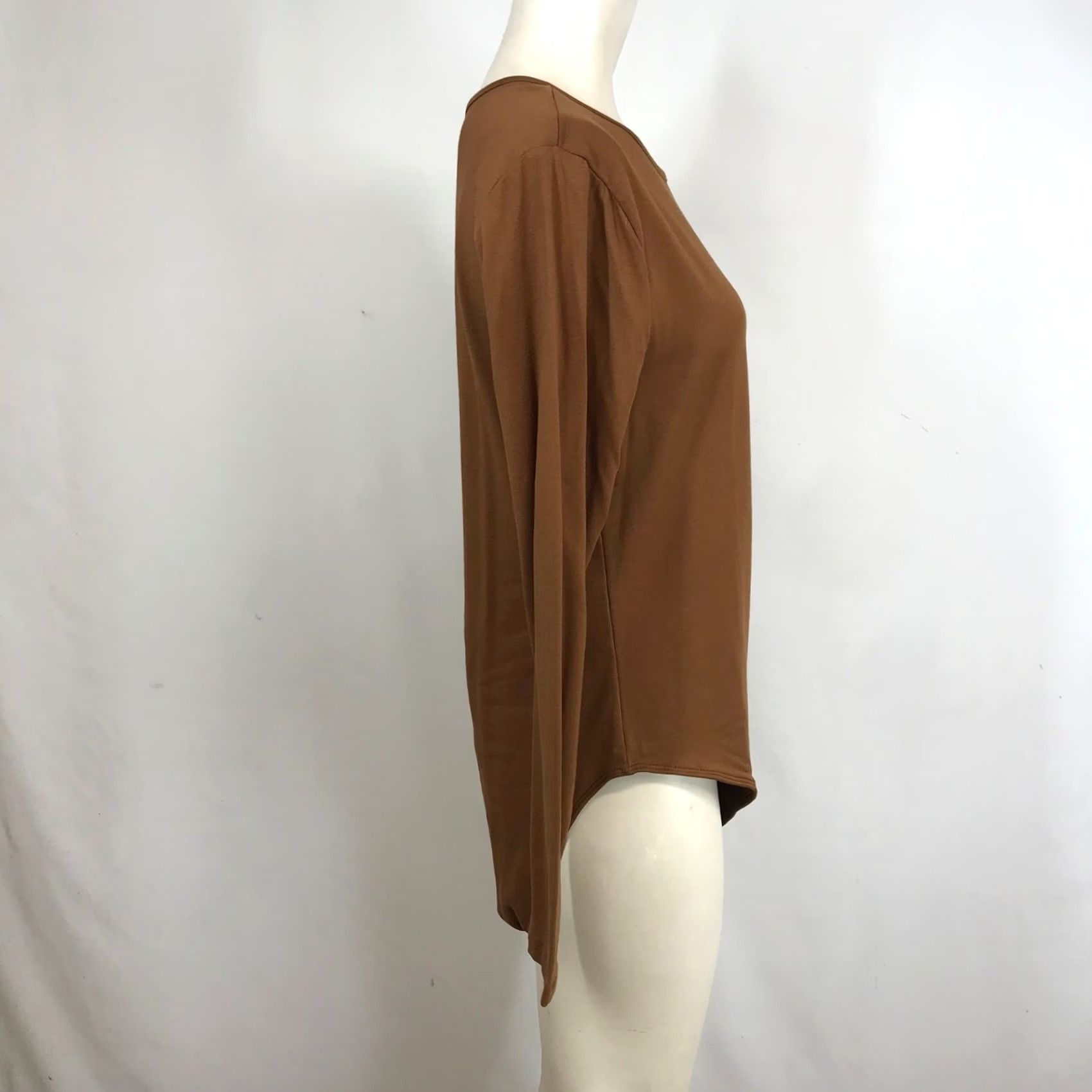 Old Navy Old Navy Bodysuit Long Sleeve Crew Neck Brown 2X Women Knit Solid Stretch Size XXL / US 16-18 / IT 52-54 - 4 Thumbnail